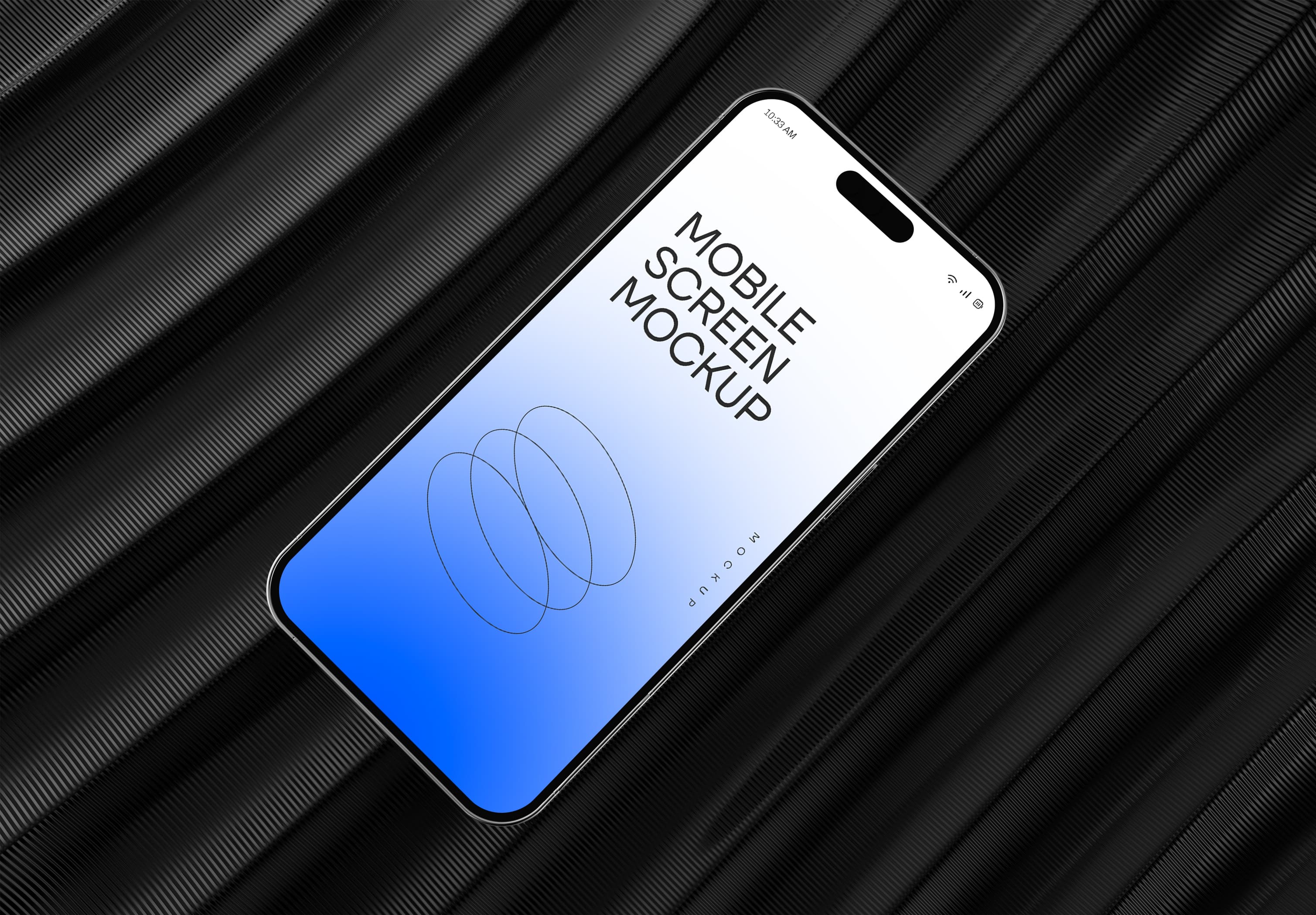 Free iPhone Screen Mockup on Black Ribbed Texture