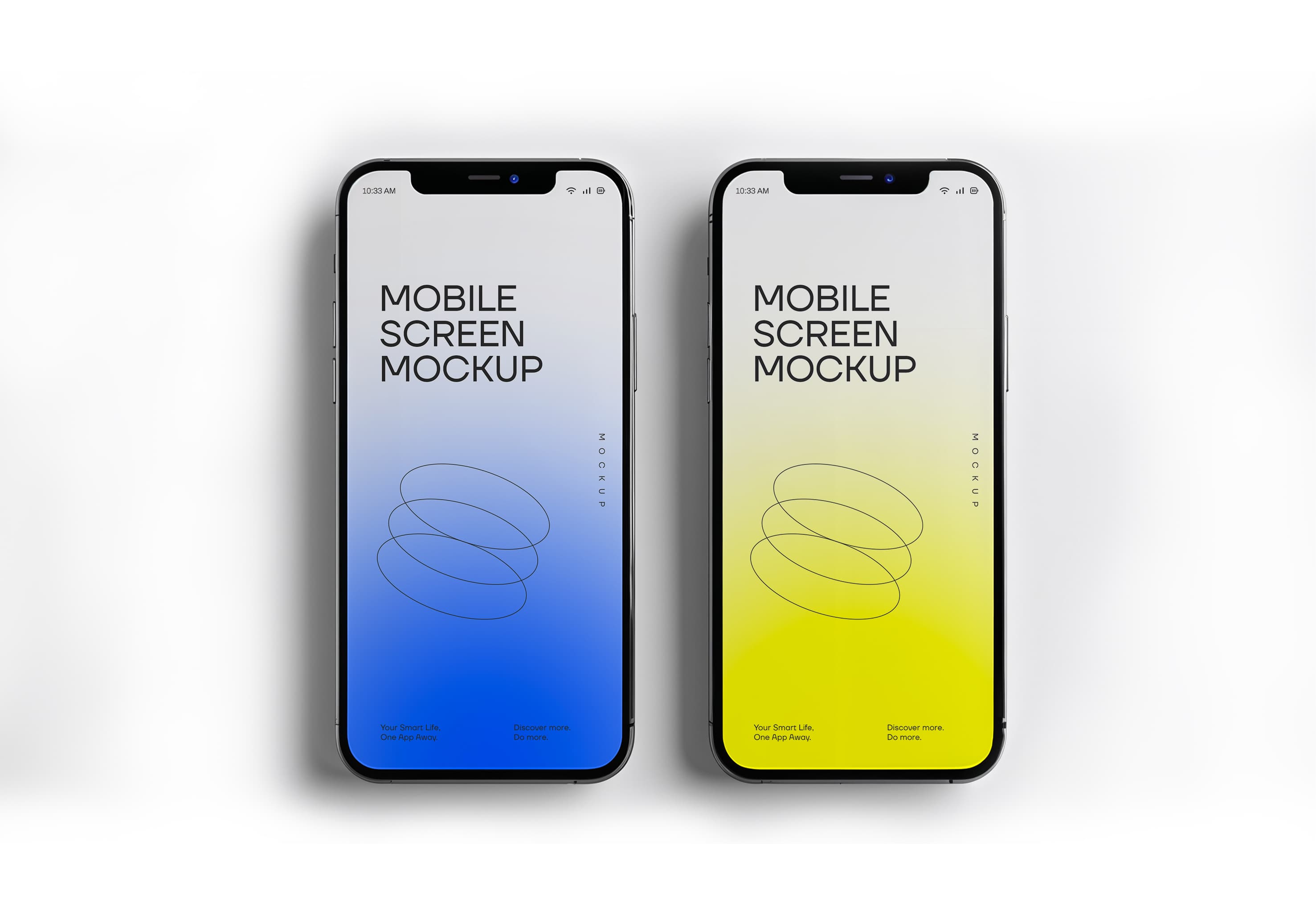 Free Dual Mobile Screen Mockup – Blue & Yellow Gradient iPhones Editable PSD