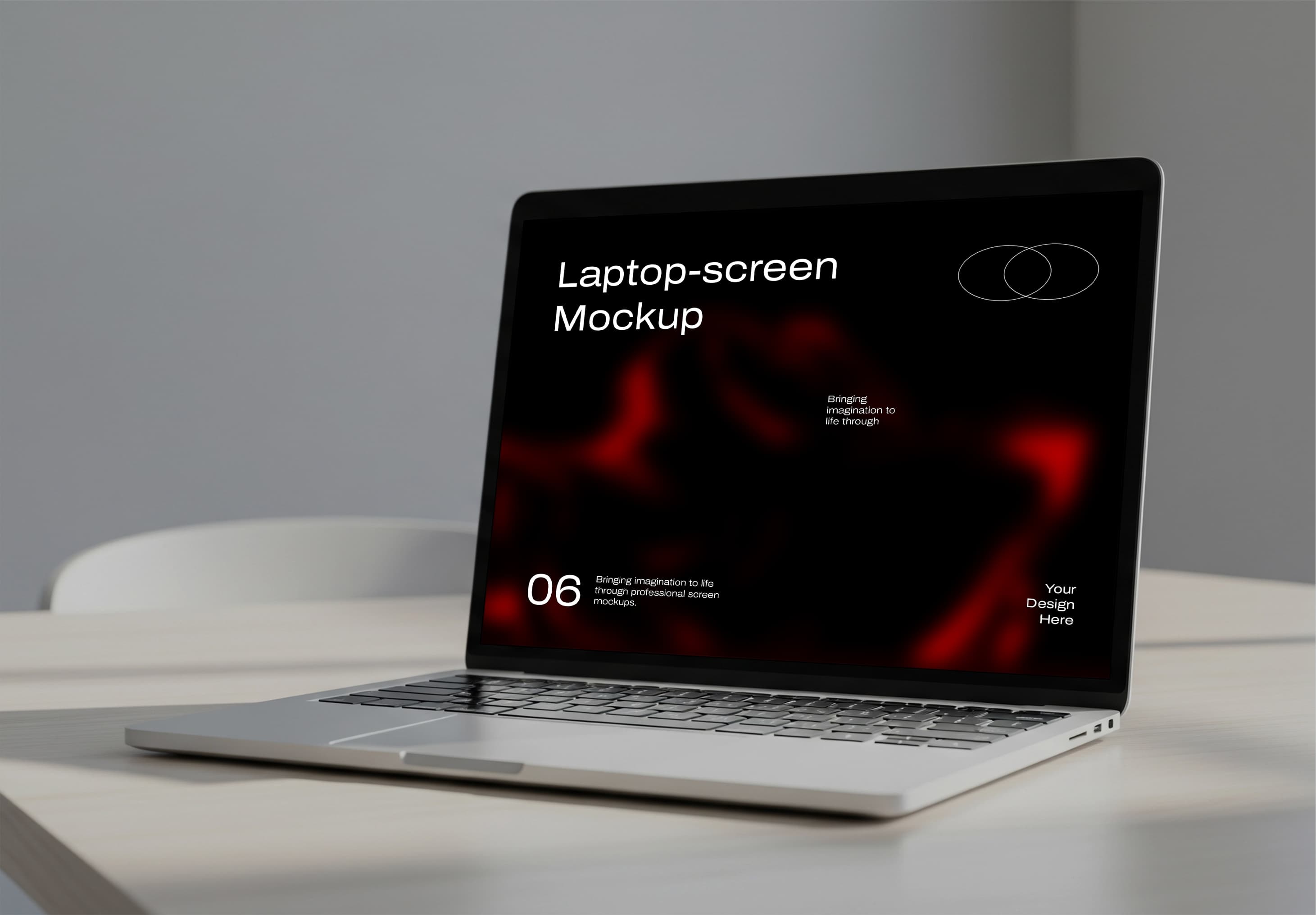 Laptop Screen Mockup on Light Wood Desk – Editable PSD