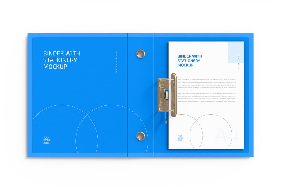 Binder with Stationery Mockup – Minimal White Background