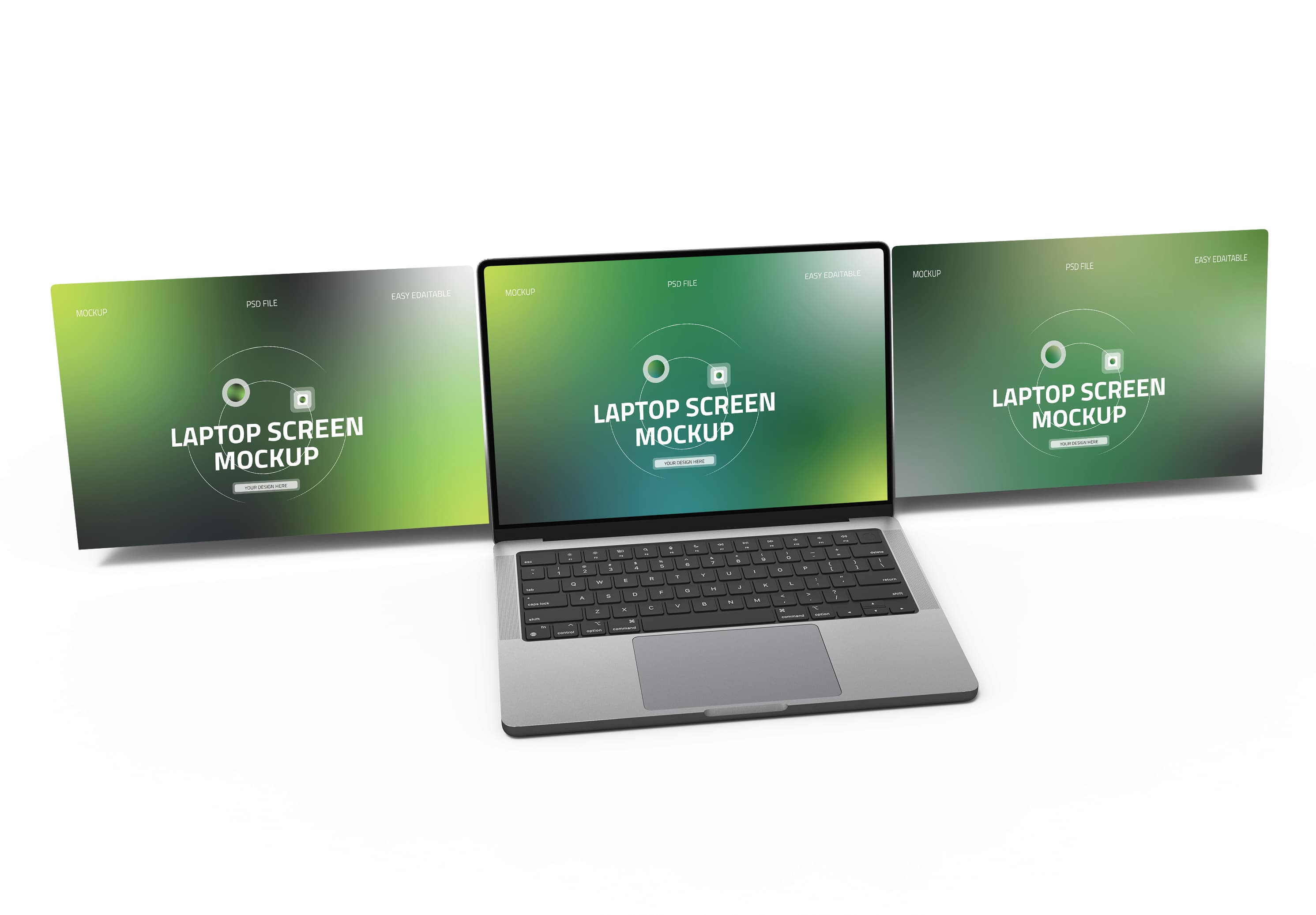 Laptop Screen Mockup – 3-in-1 Editable PSD