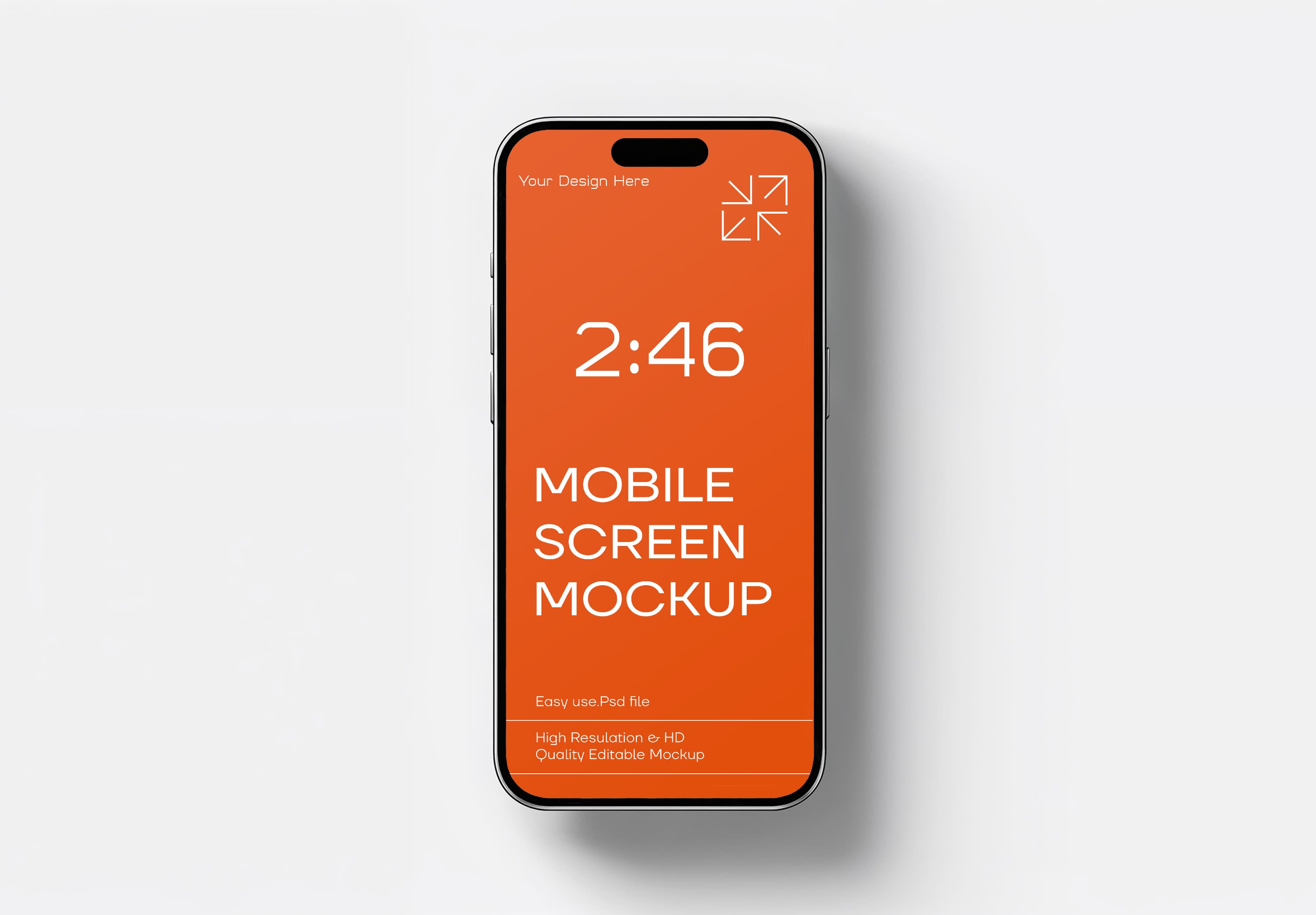 Mobile Screen Mockup – Orange, Editable PSD