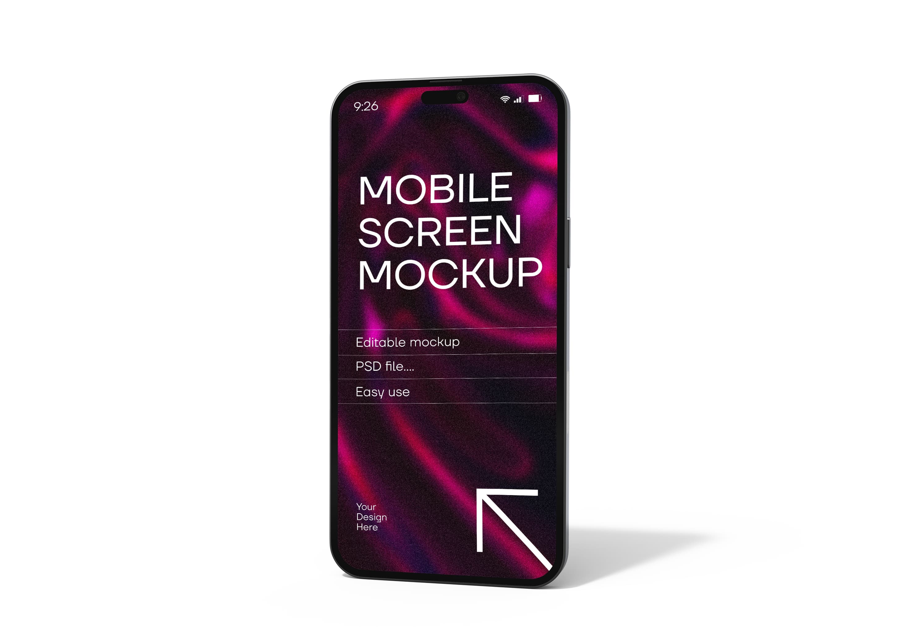 Mobile App Screen Mockup – Dark Purple Abstract, Editable PSD