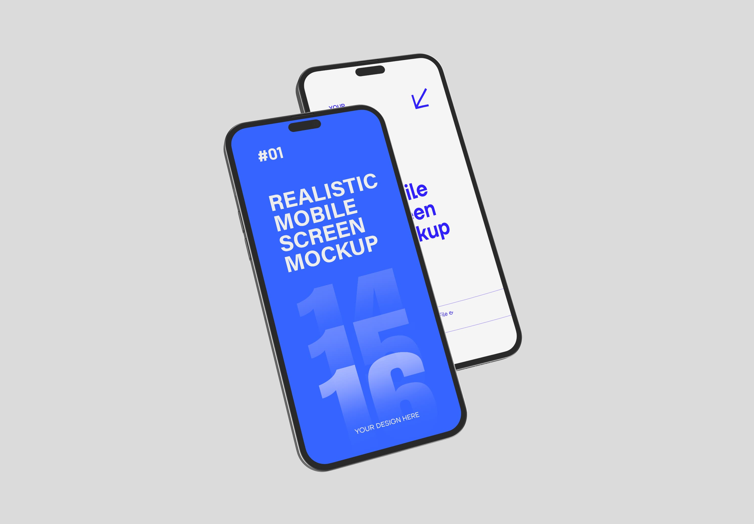 Realistic Mobile Mockup – Dual Phone, Editable PSD