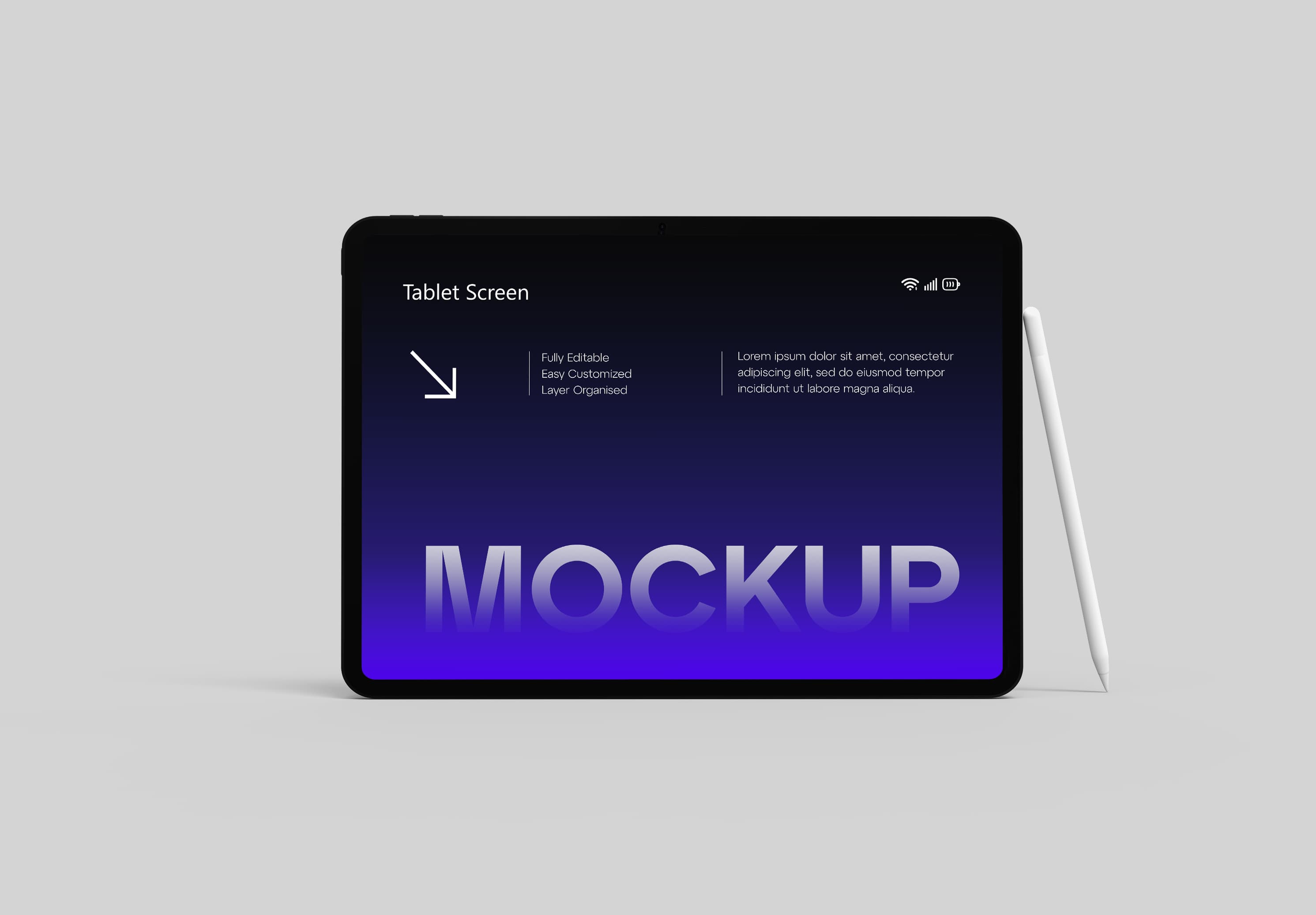 Modern Tablet Mockup with Stylus – Fully Editable Mockup Template