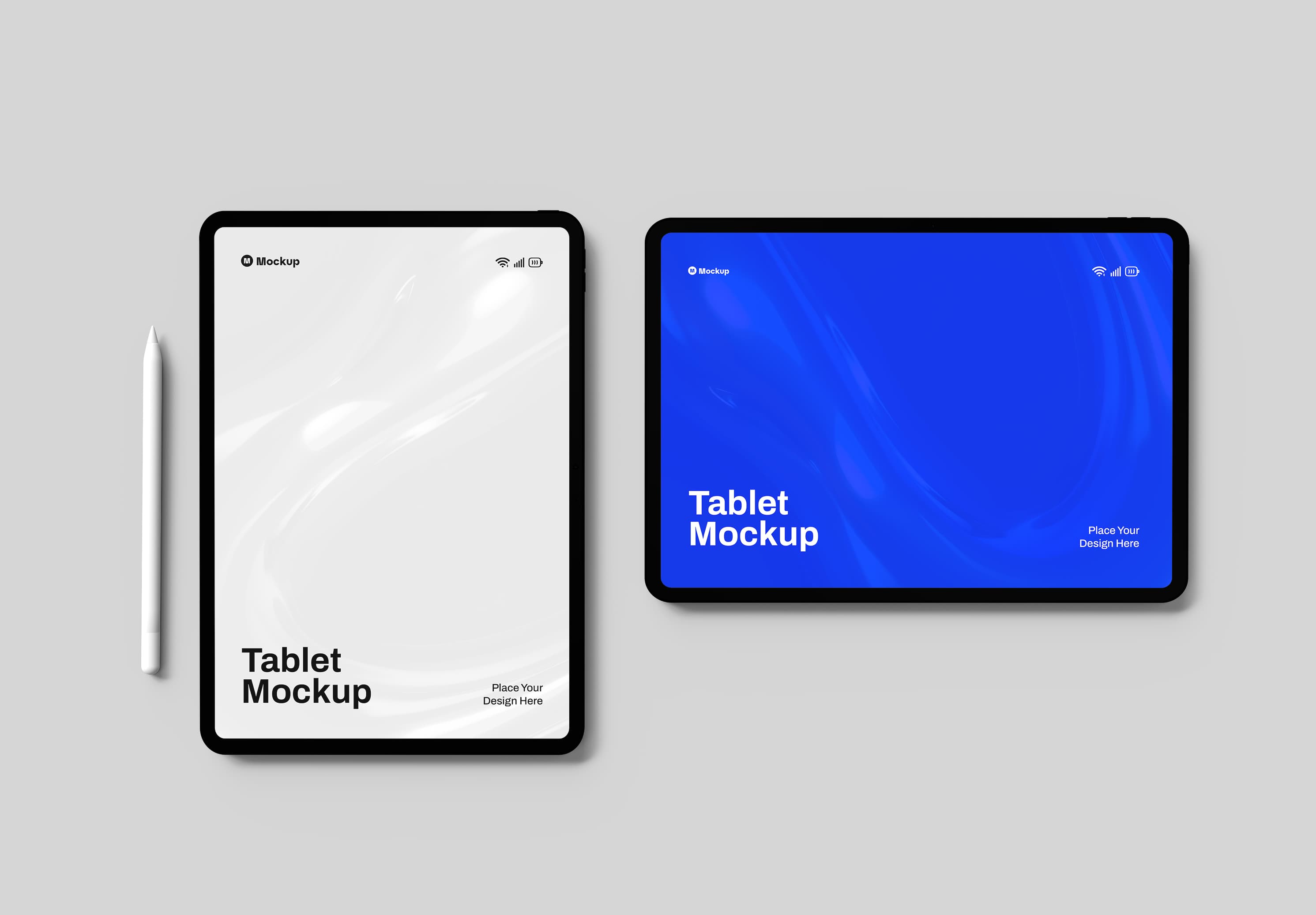 Elegant White & Blue Tablet Mockup – High Quality UI/UX Presentation for Clean Designers