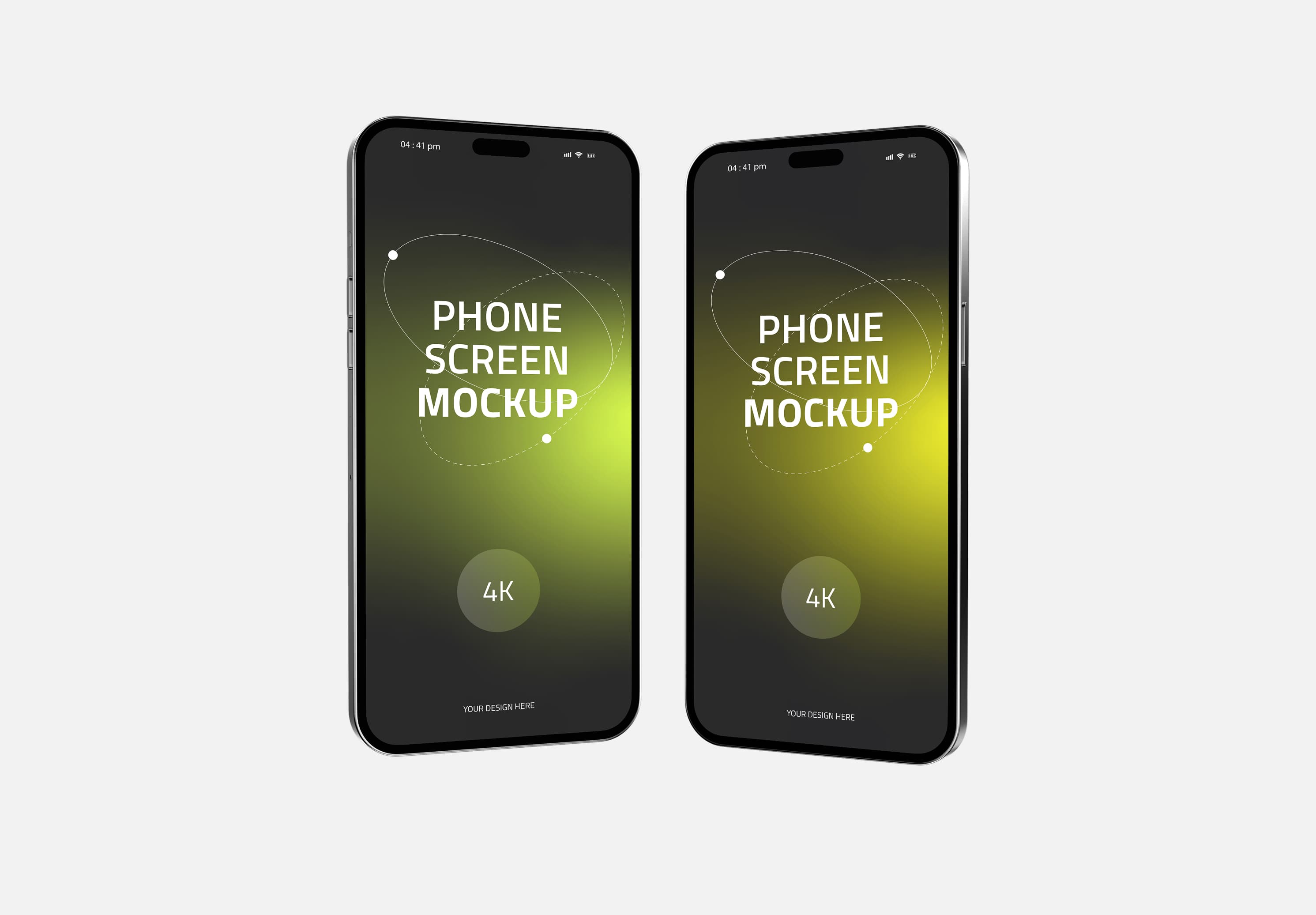 Dual Dark Mode Phone Mockup – Glowing Gradient Screens for Modern App & UI Designers