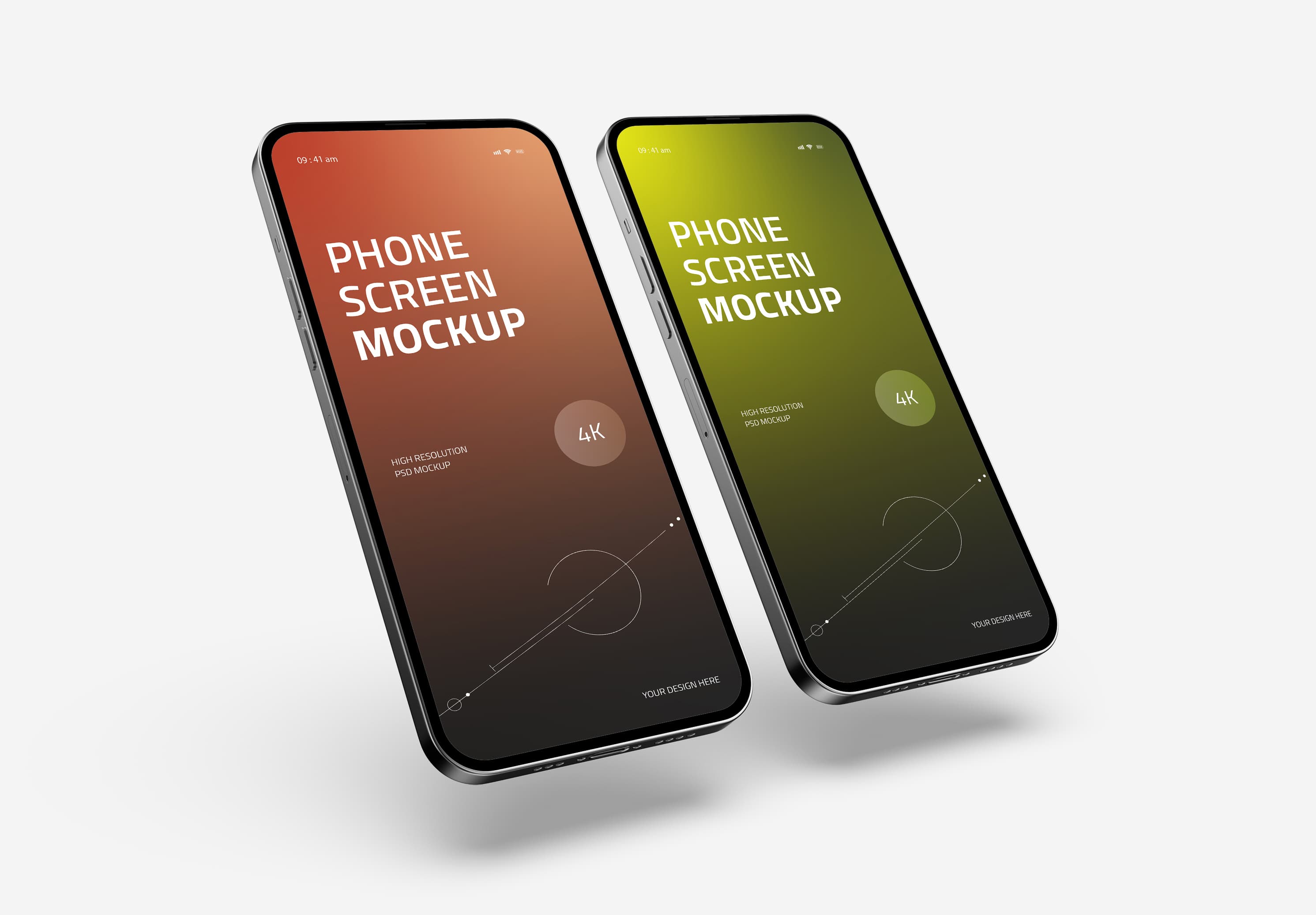 Free Floating Dual Phone Mockup – Dynamic Gradient Screens for App & Brand Designers