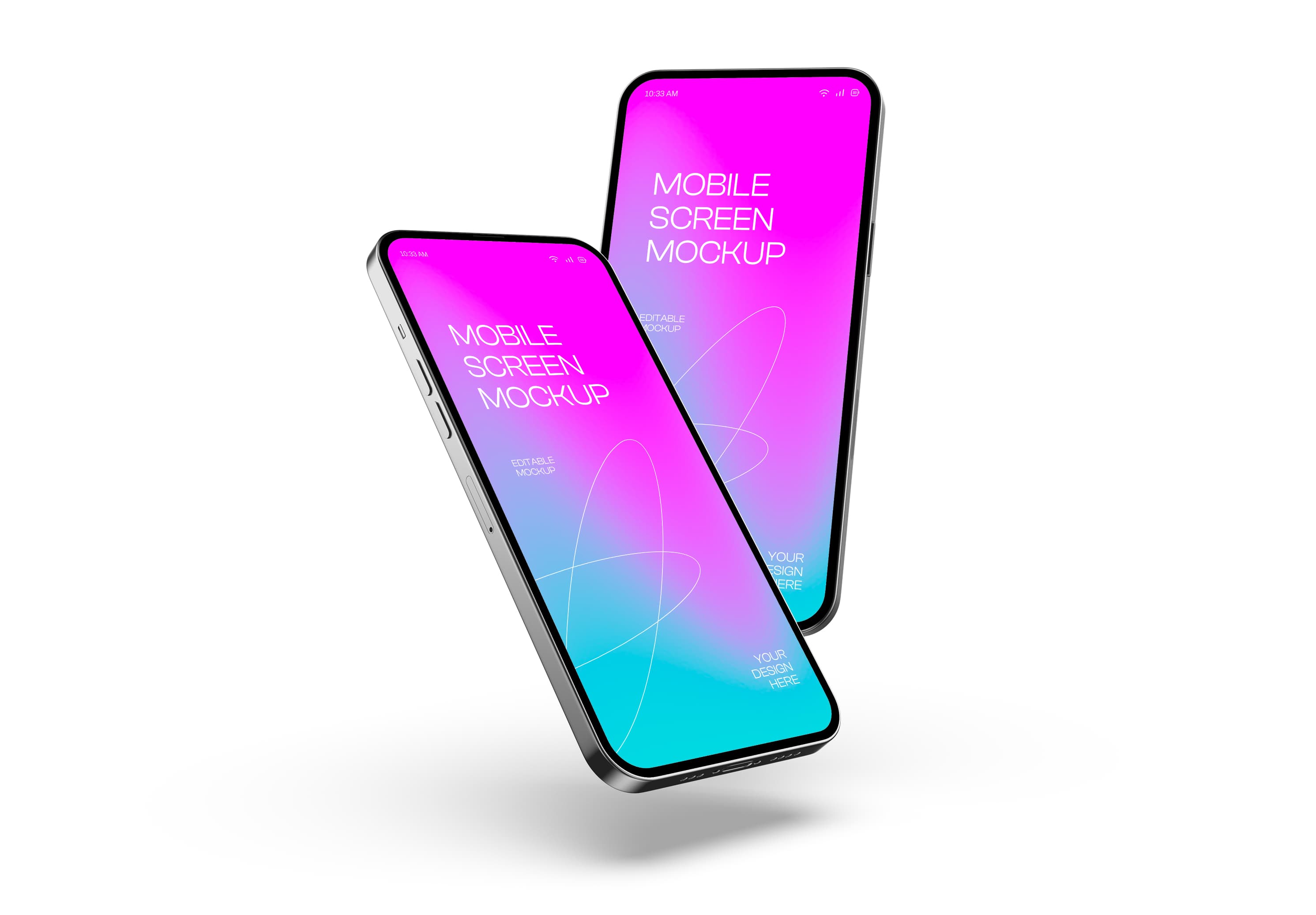 Free Vibrant Floating Dual Phone Mockup