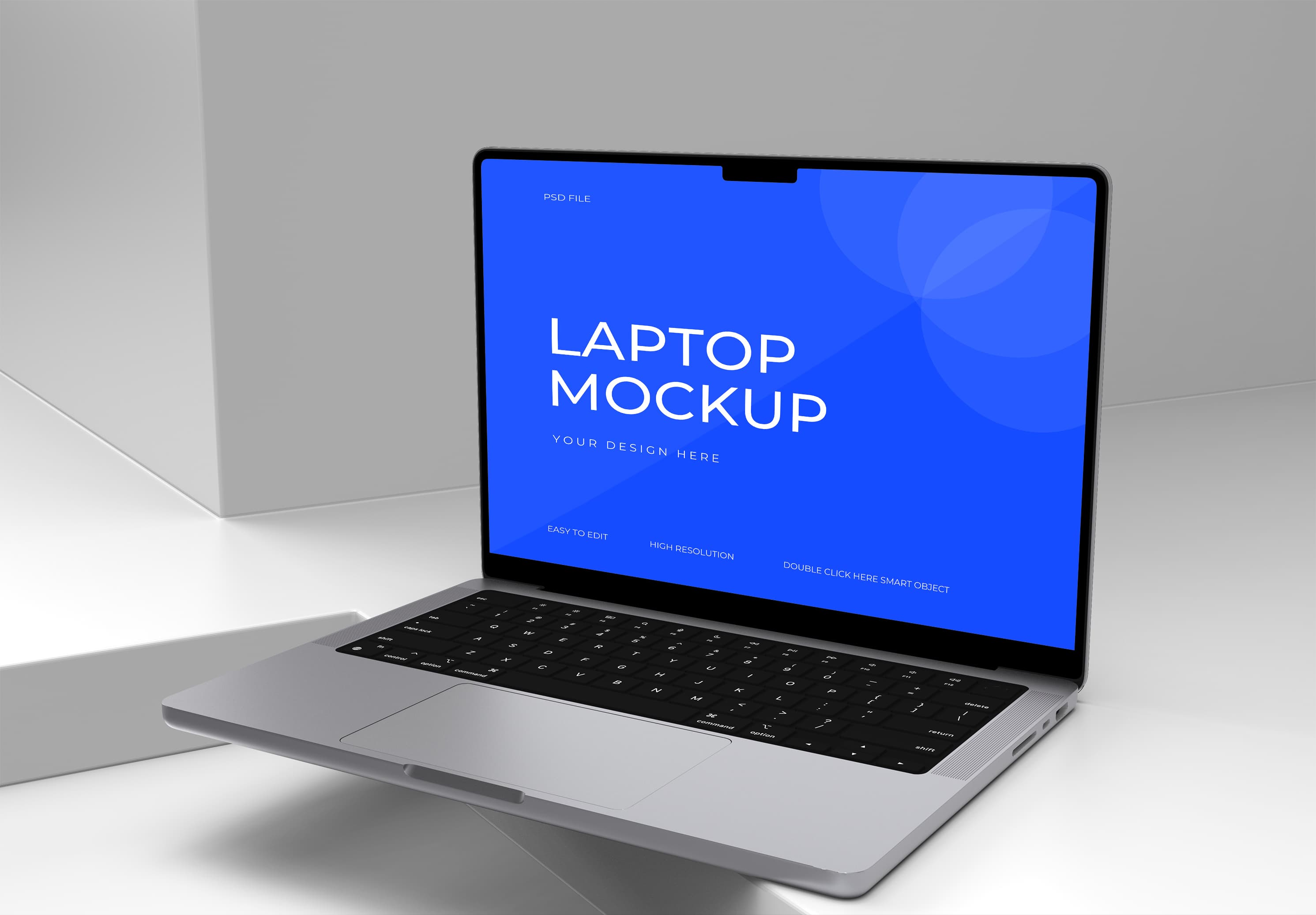 Bold Blue Laptop Mockup – High Quality Presentation for Modern Designers & Creative Teams