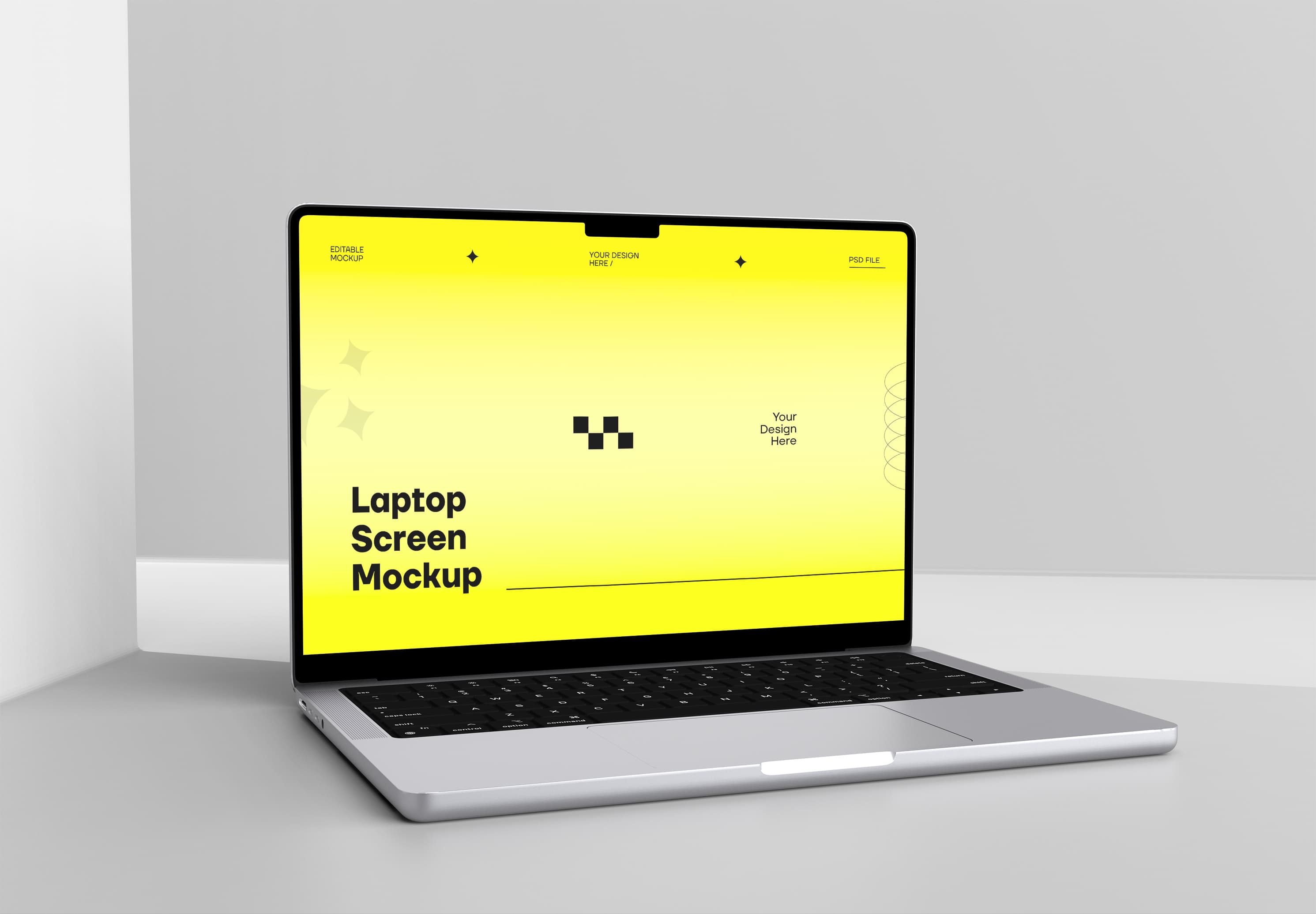 Neon Yellow MacBook Pro Mockup – Editable Screen Template for UI/UX Designers & Brands
