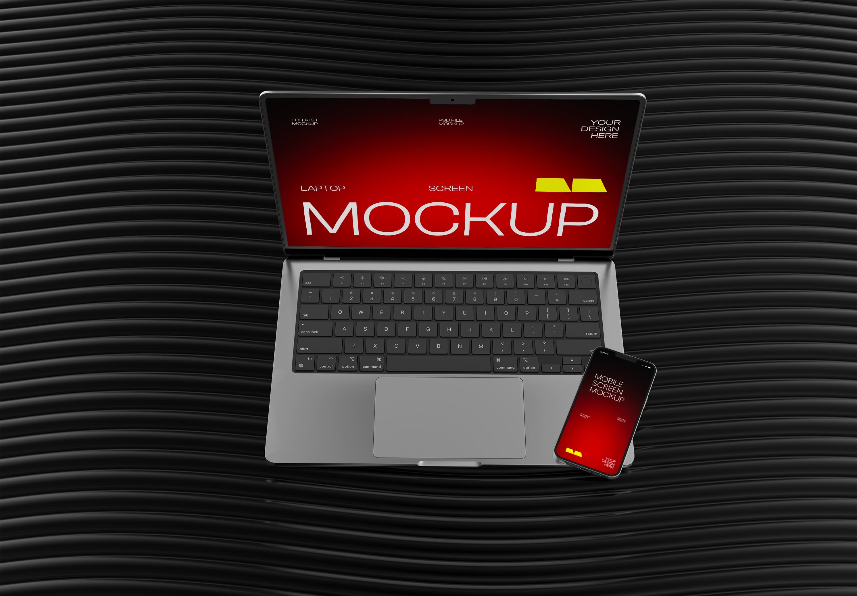 Free MacBook Pro & iPhone 15 Pro Mockup – Dual Device Presentation