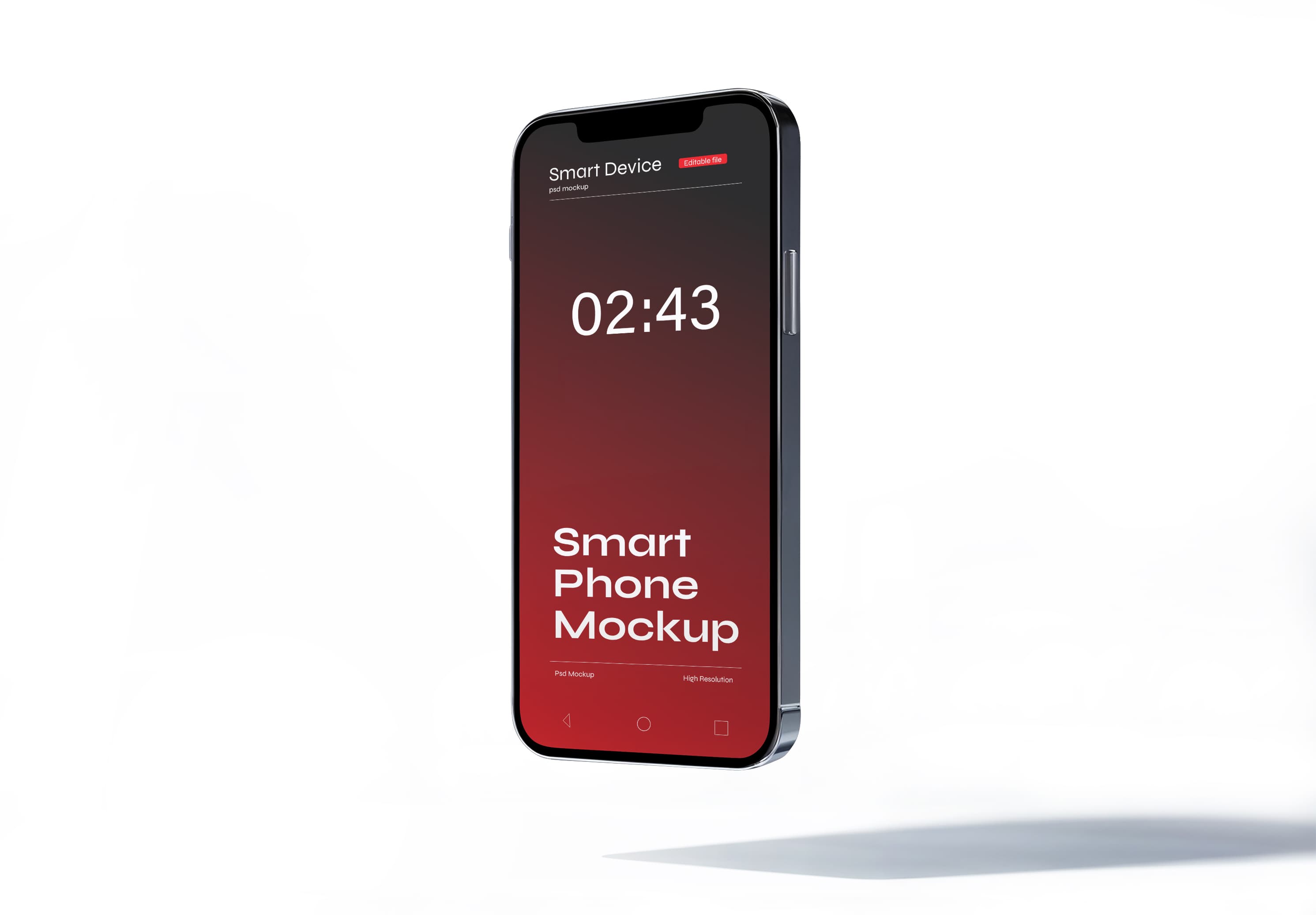 iPhone 11 Mockup – Floating Deep Red Gradient Screen on White Background