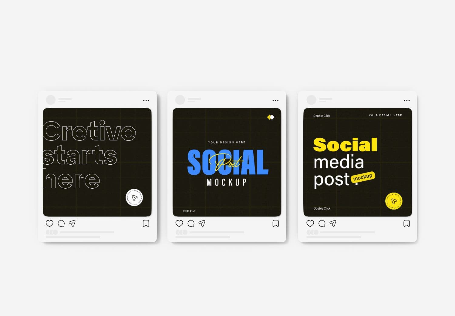 Instagram Social Post Mockup Set with Grid & Color Accents