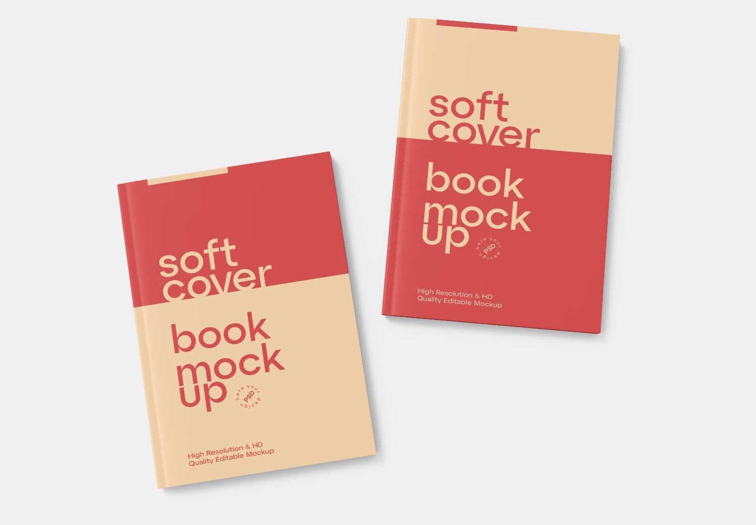 Soft Cover Book Mockup Template in Red & Beige