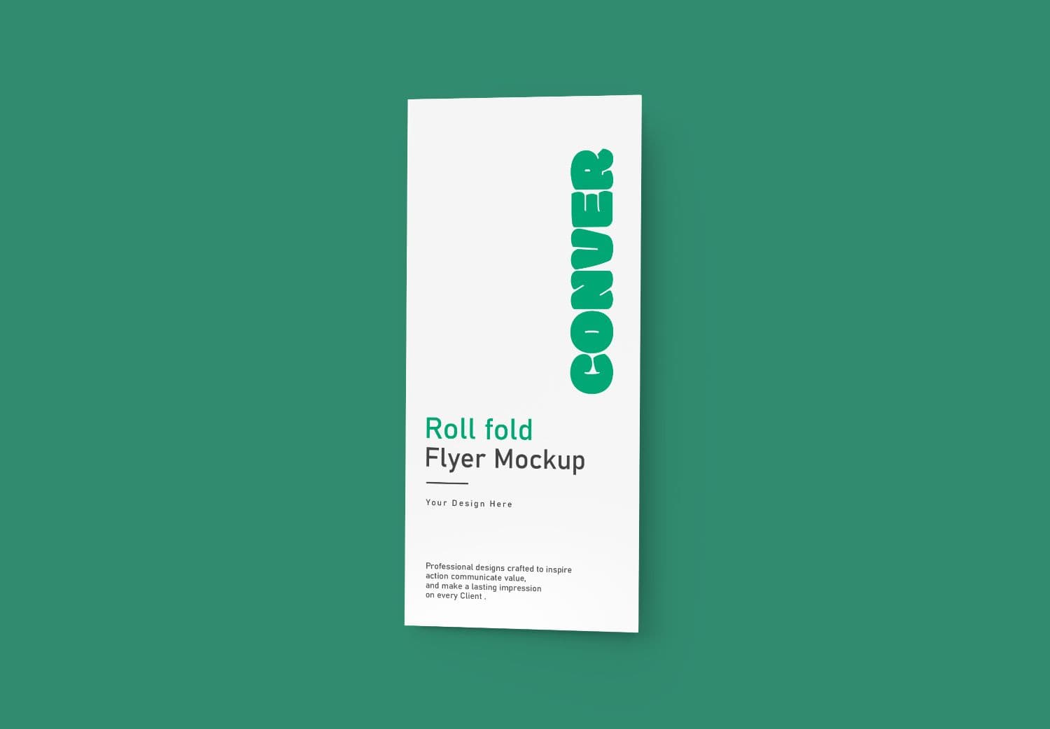 Green & White Roll Fold Flyer Mockup for Professional Branding