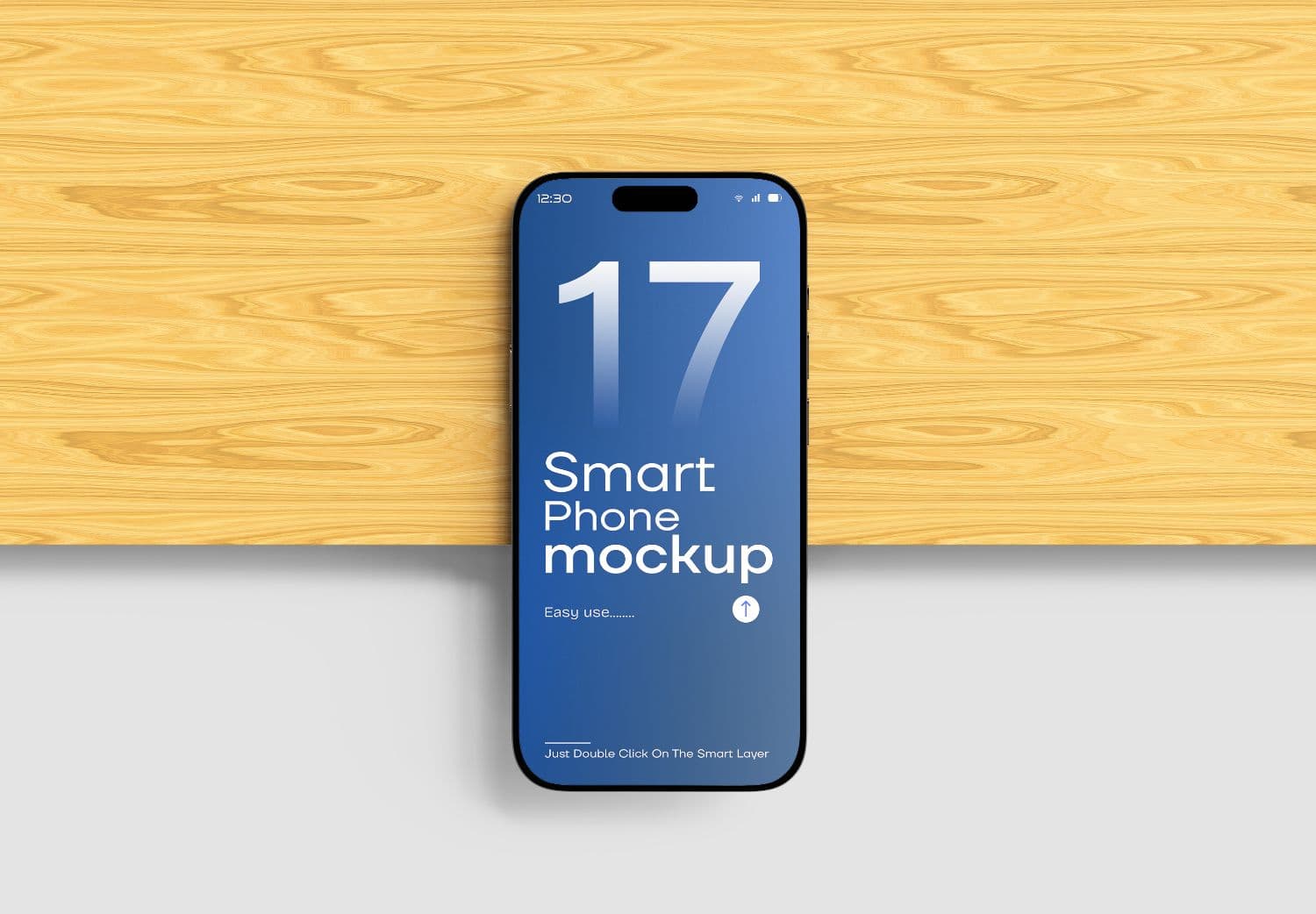 Free iPhone 17 Mockup on Wooden Surface for App UI Design