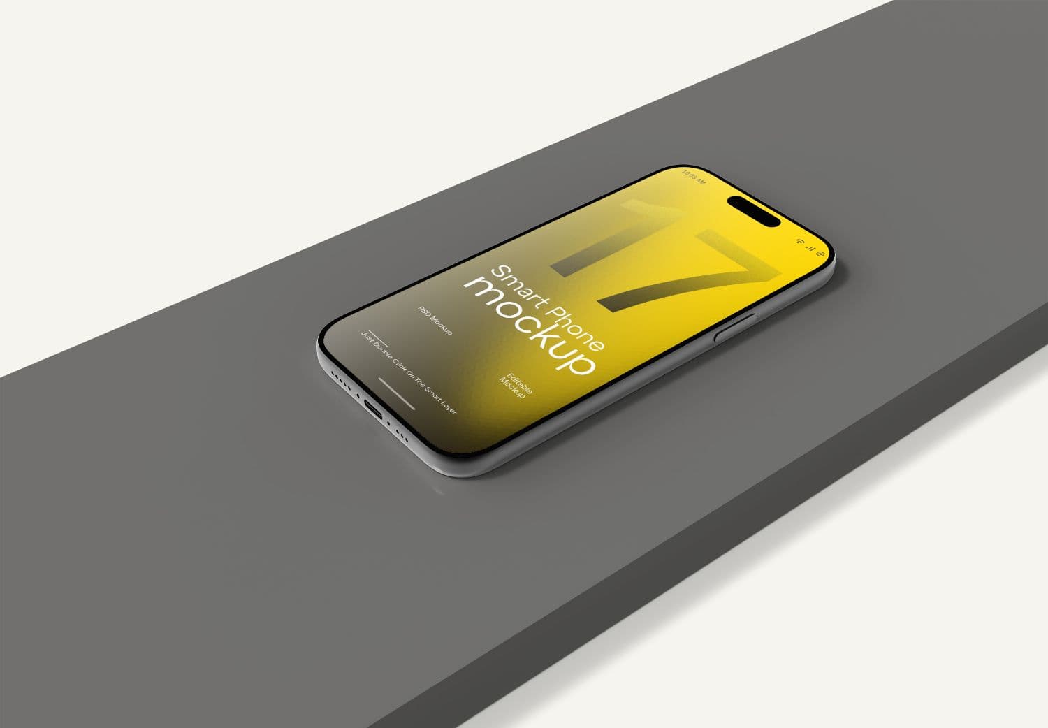 Yellow Gradient iPhone 17 Mockup on Diagonal Gray Surface