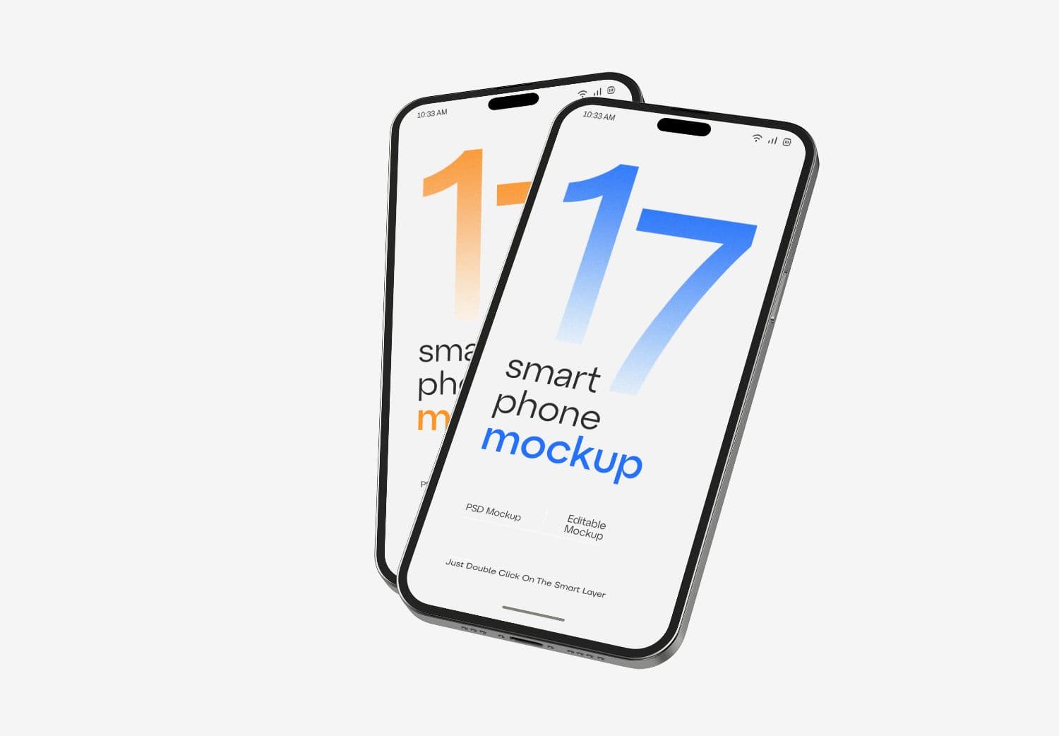 Dual iPhone 17 Mockup Set with Blue & Orange Gradients