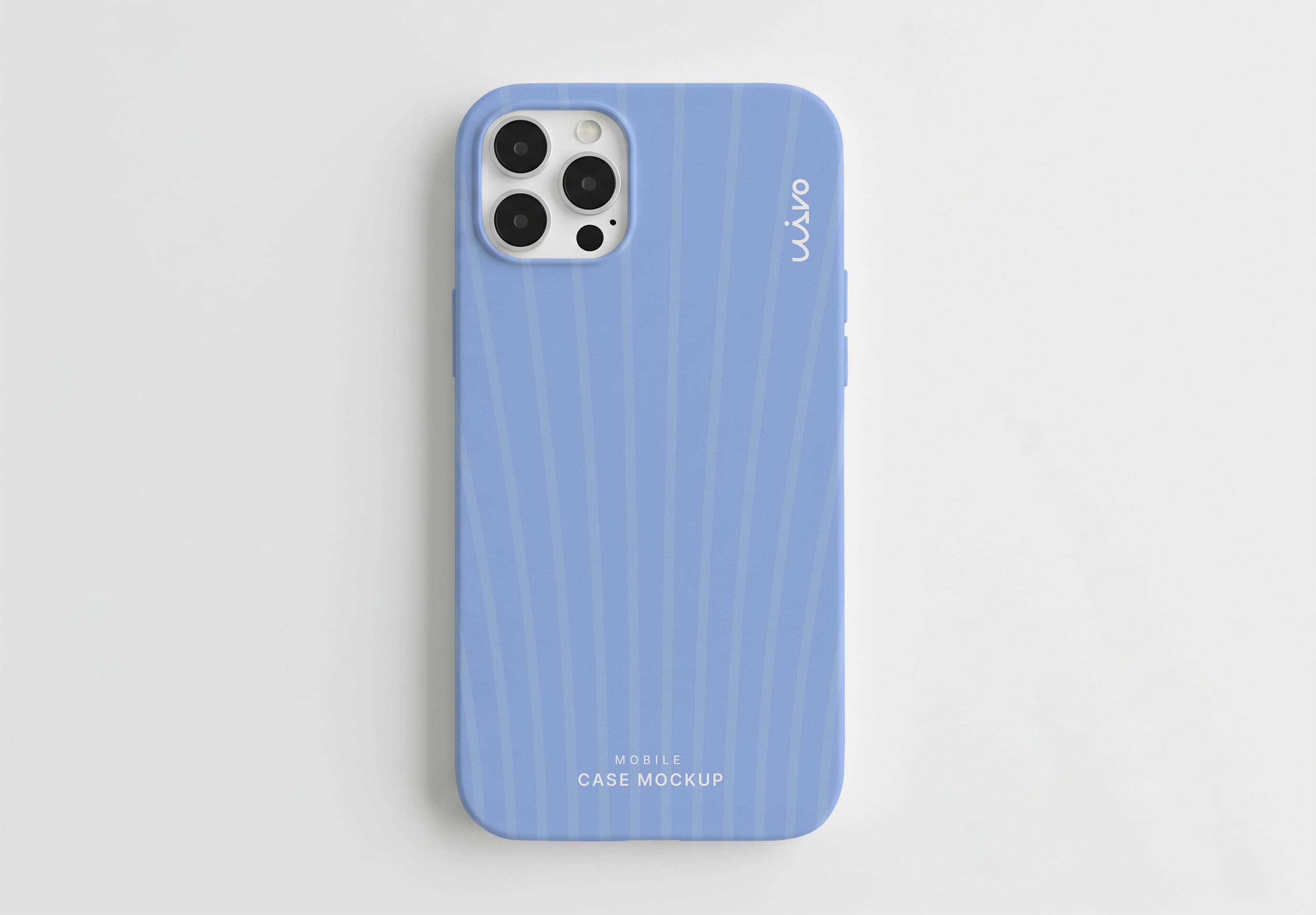 iPhone 15 Pro Case Mockup - Light Blue Striped Design Template