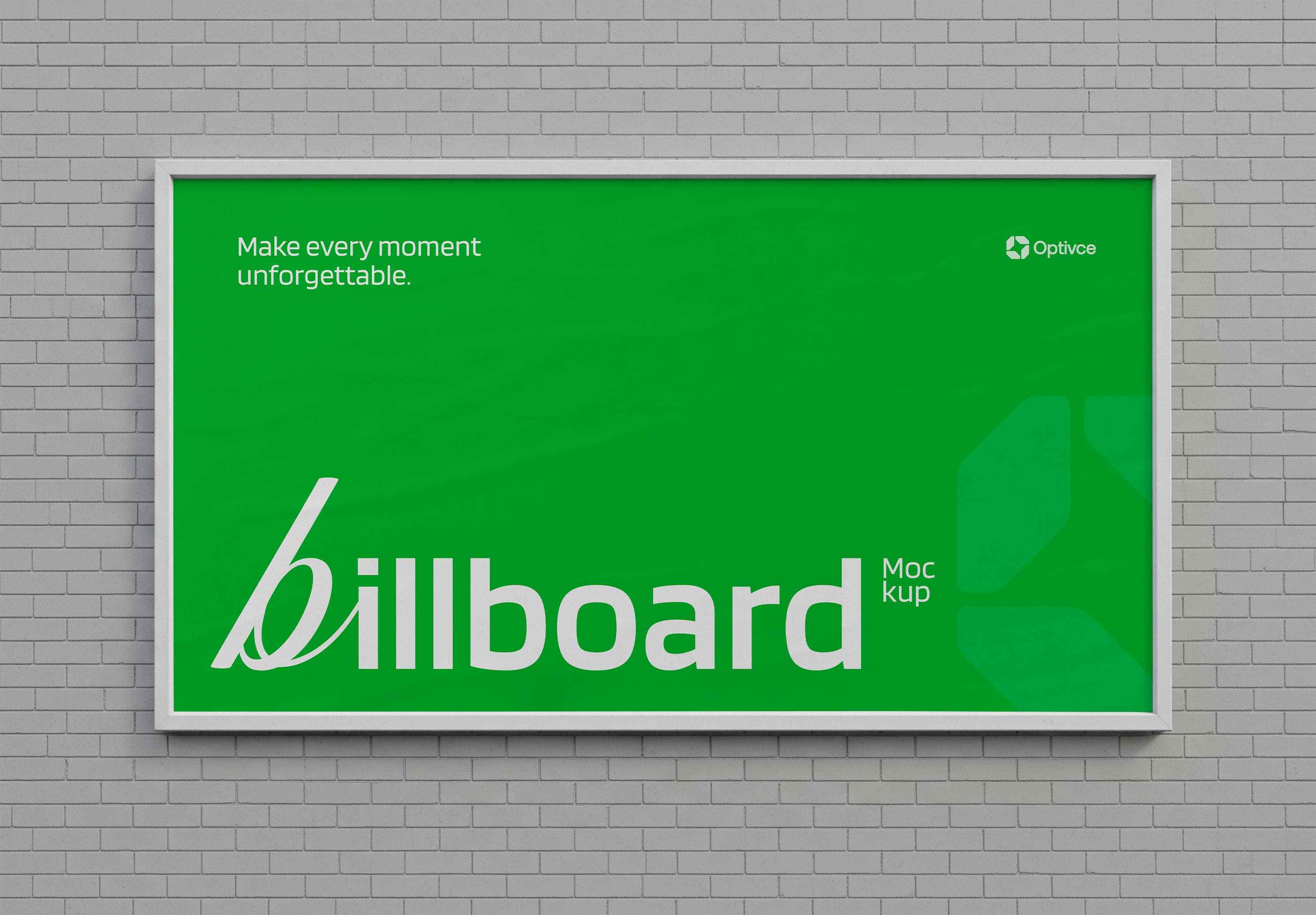 Green Billboard Mockup - Wall-Mounted Urban Advertising Template