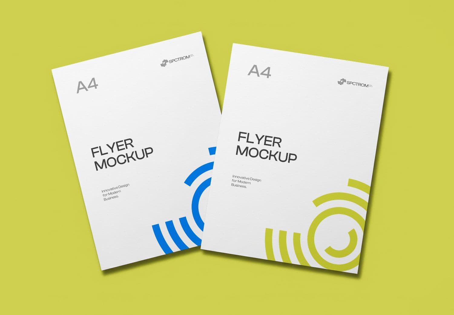 A4 Flyer Mockup - Vibrant Yellow Background Design Template