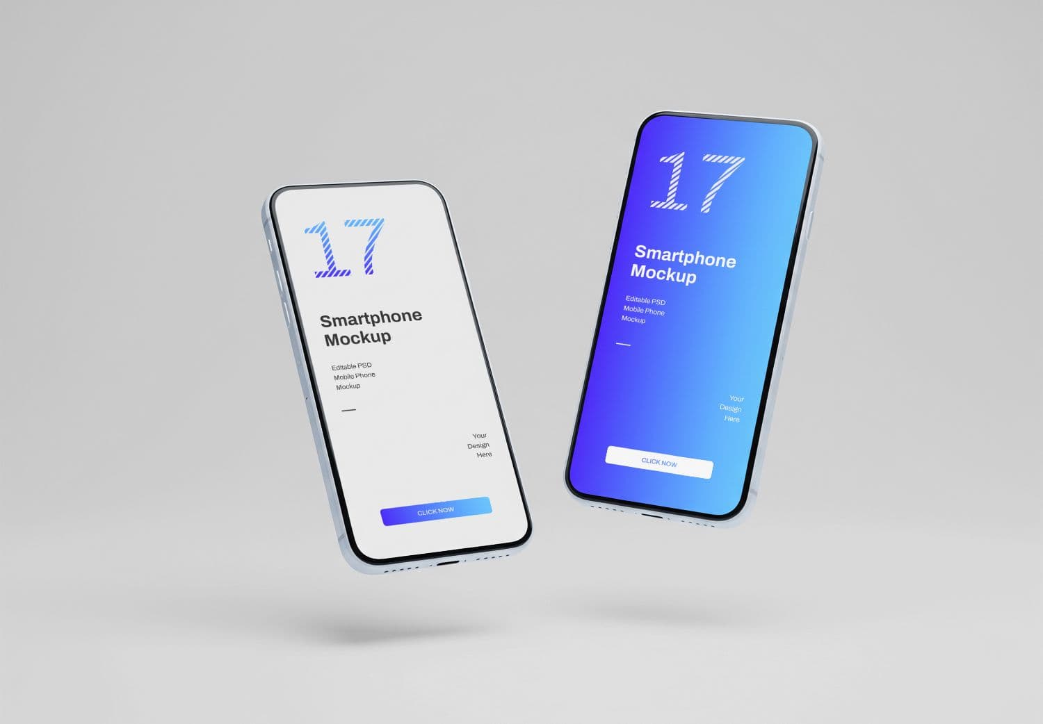 Floating Smartphone Mockup - Dual Screen Design Template
