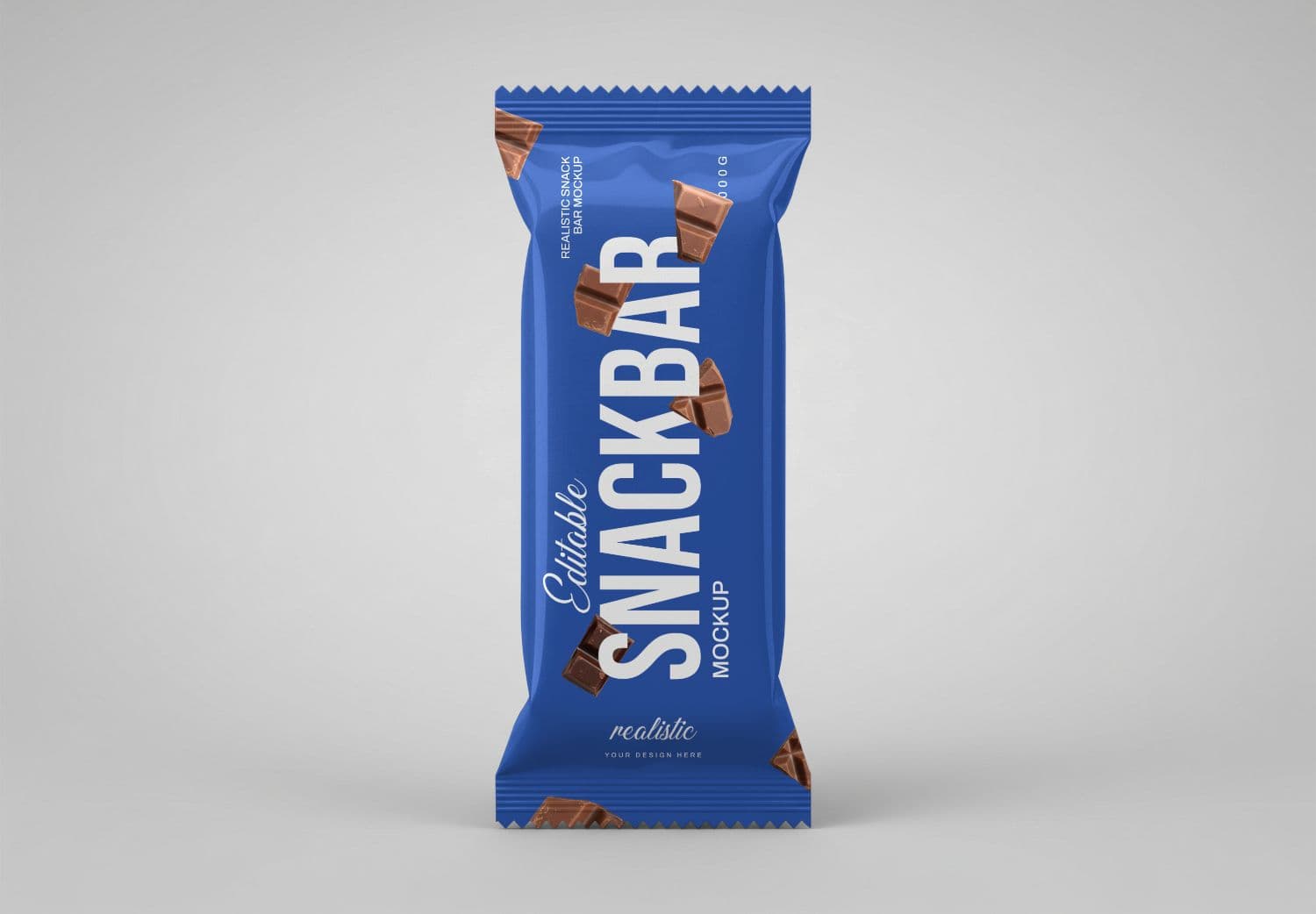 Blue Snack Bar Mockup - Realistic Chocolate Packaging Design Template