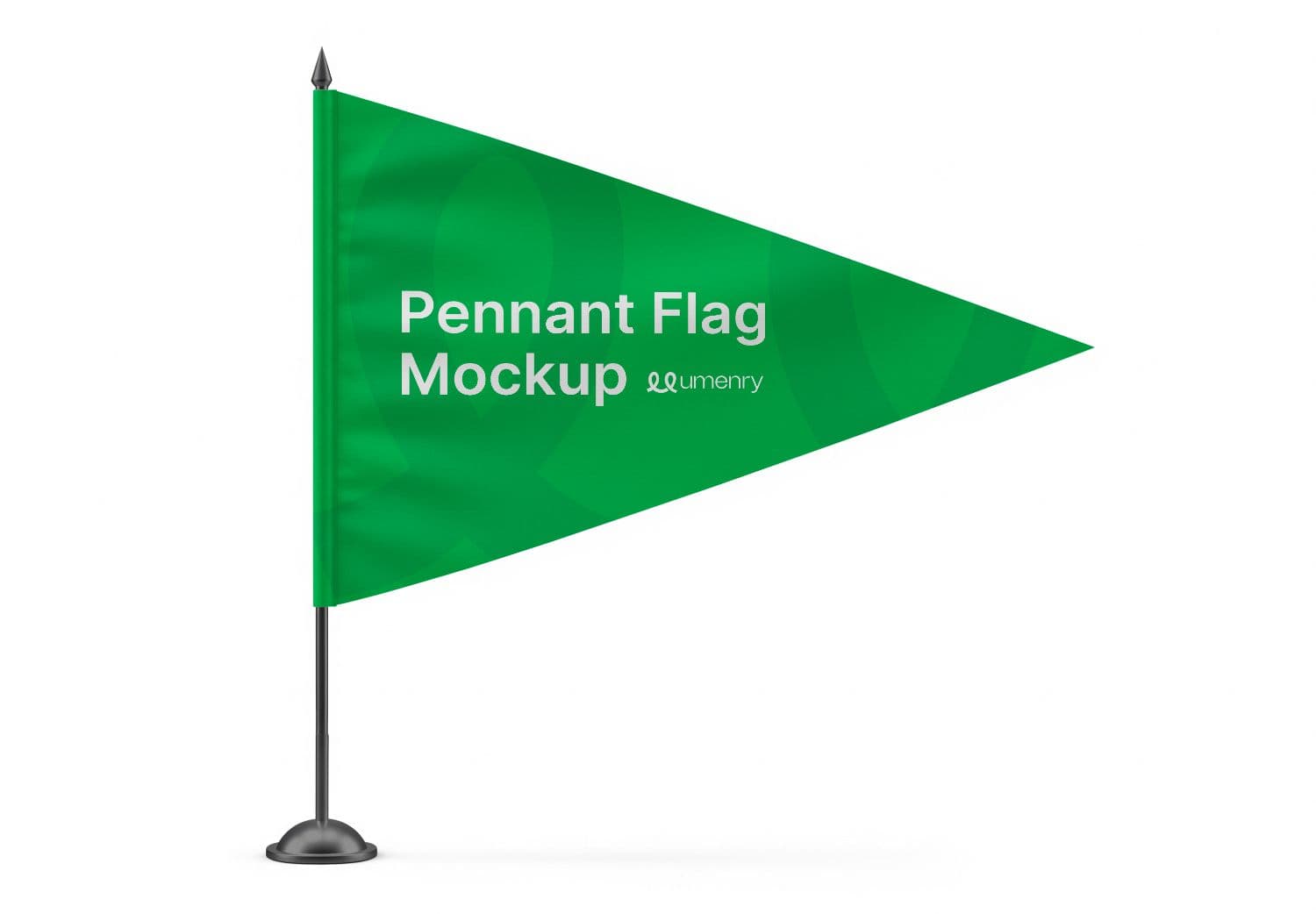 Green Pennant Flag Mockup - Realistic Tabletop Display Template