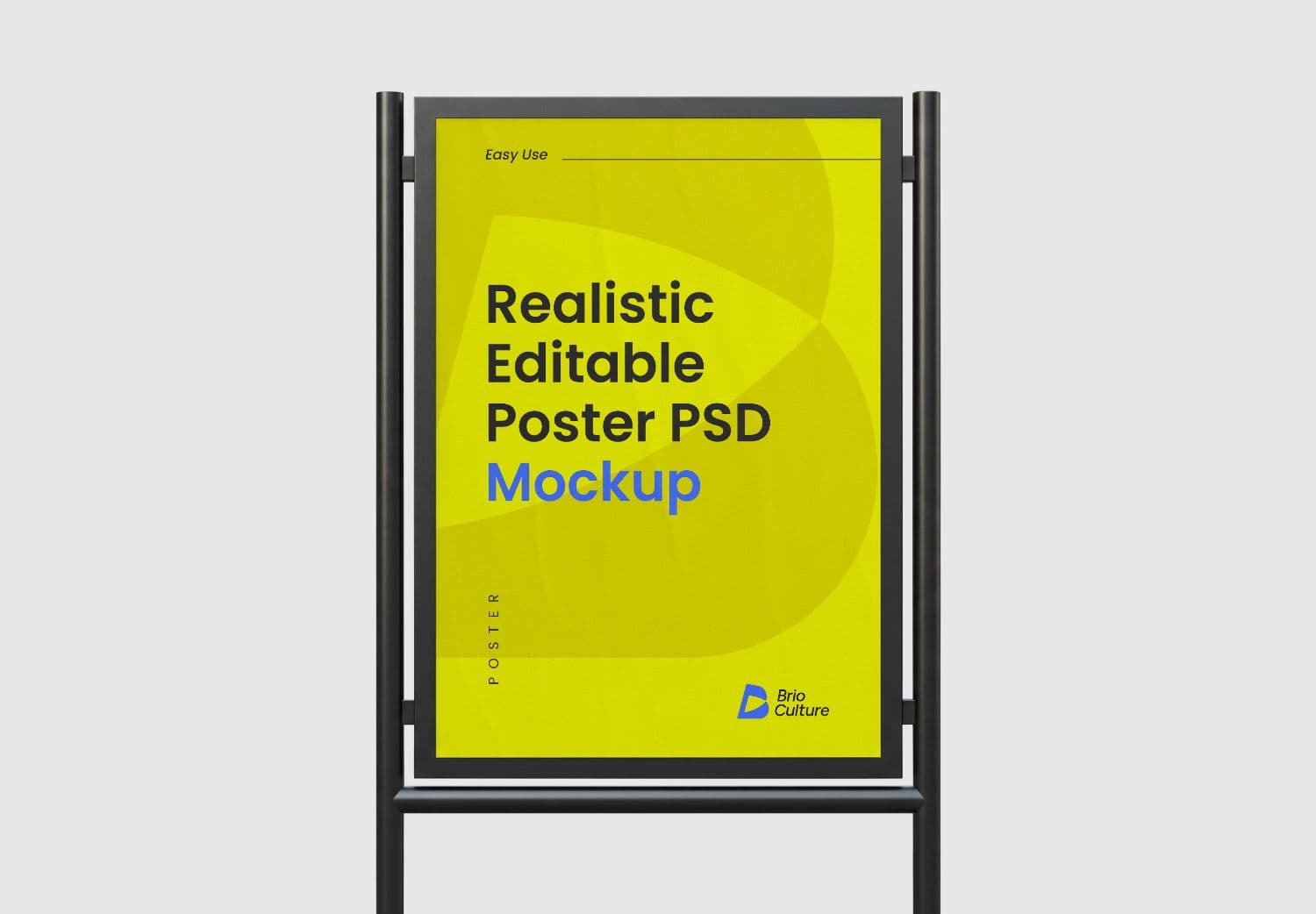 Yellow Poster Mockup - Realistic Editable PSD Signage Template