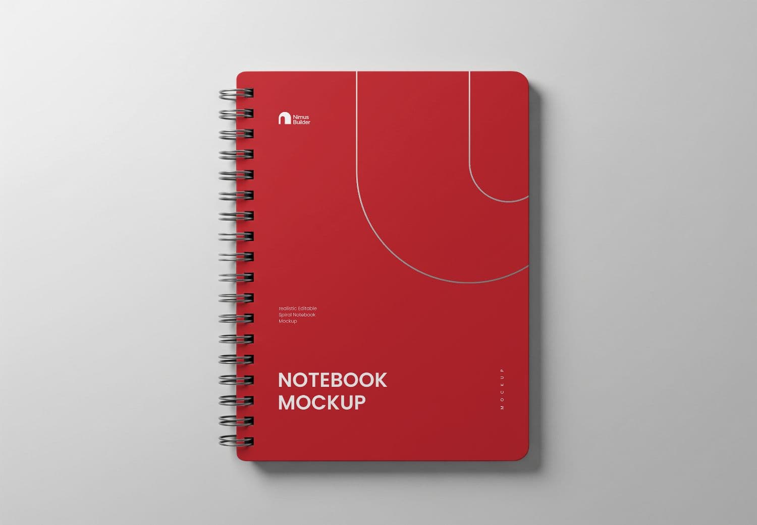 Red Spiral Notebook Mockup - Realistic Editable Design Template