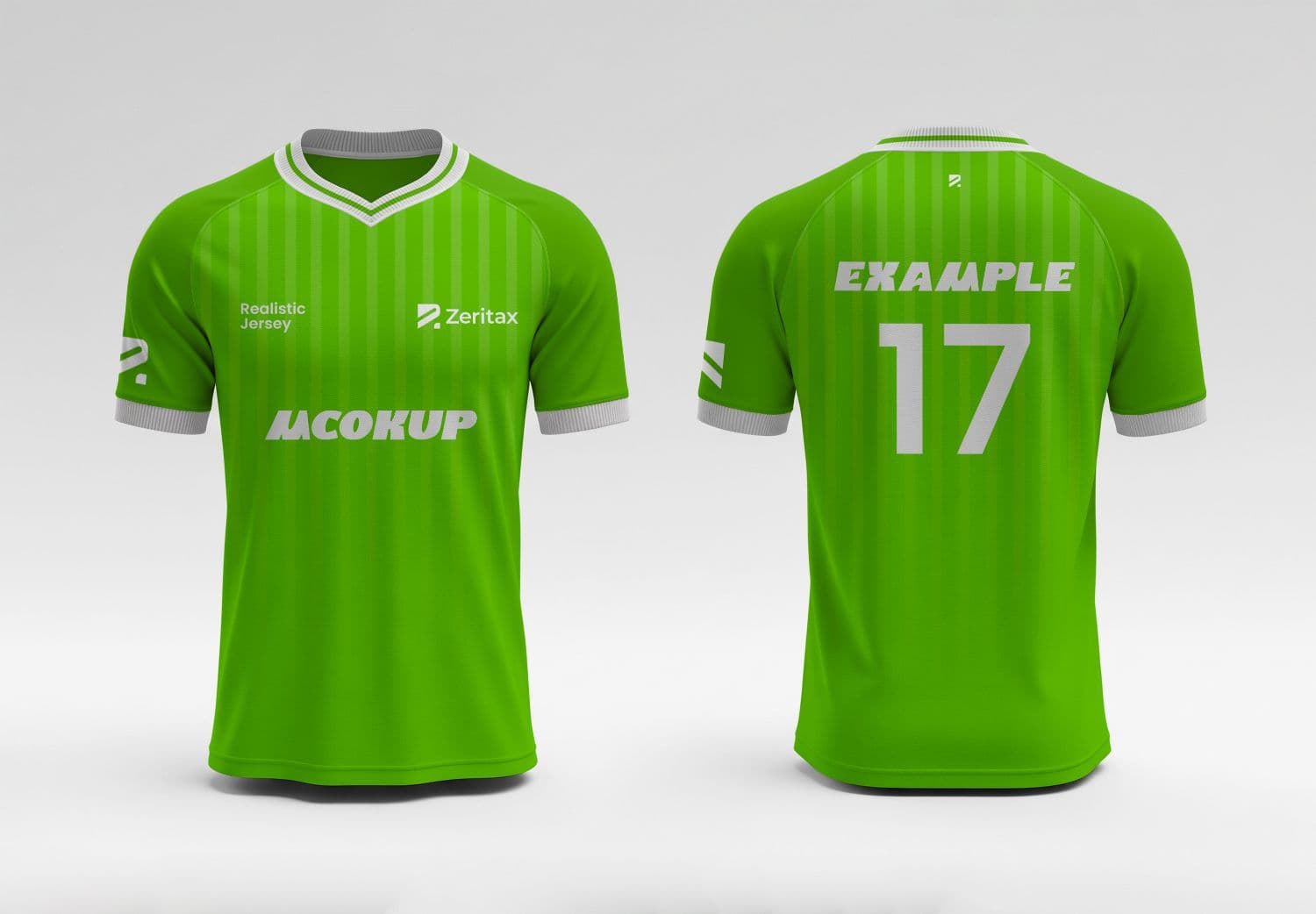 Green Soccer Jersey Mockup - Front & Back Design Template