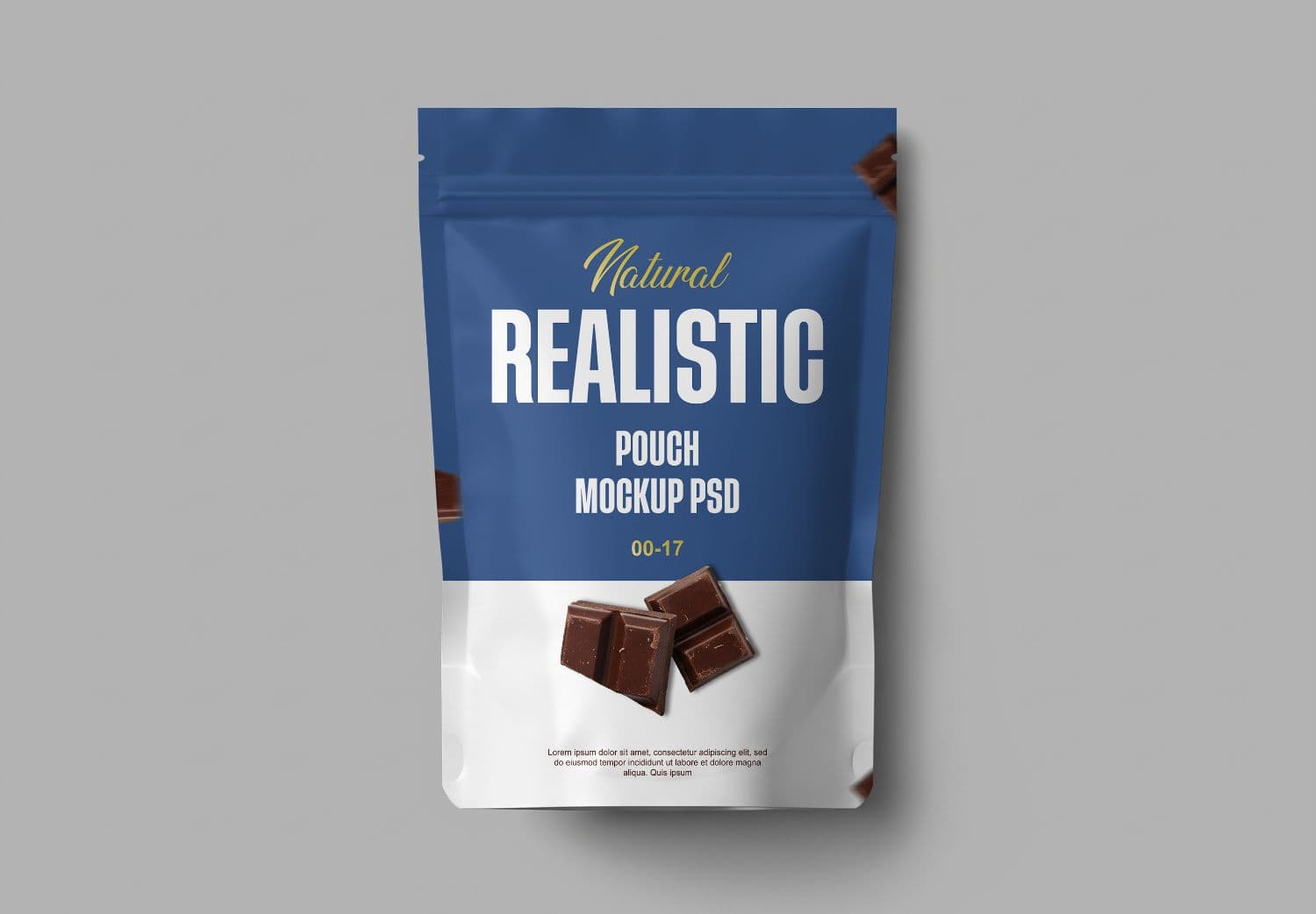 Blue & White Pouch Mockup - Realistic Snack Packaging Template