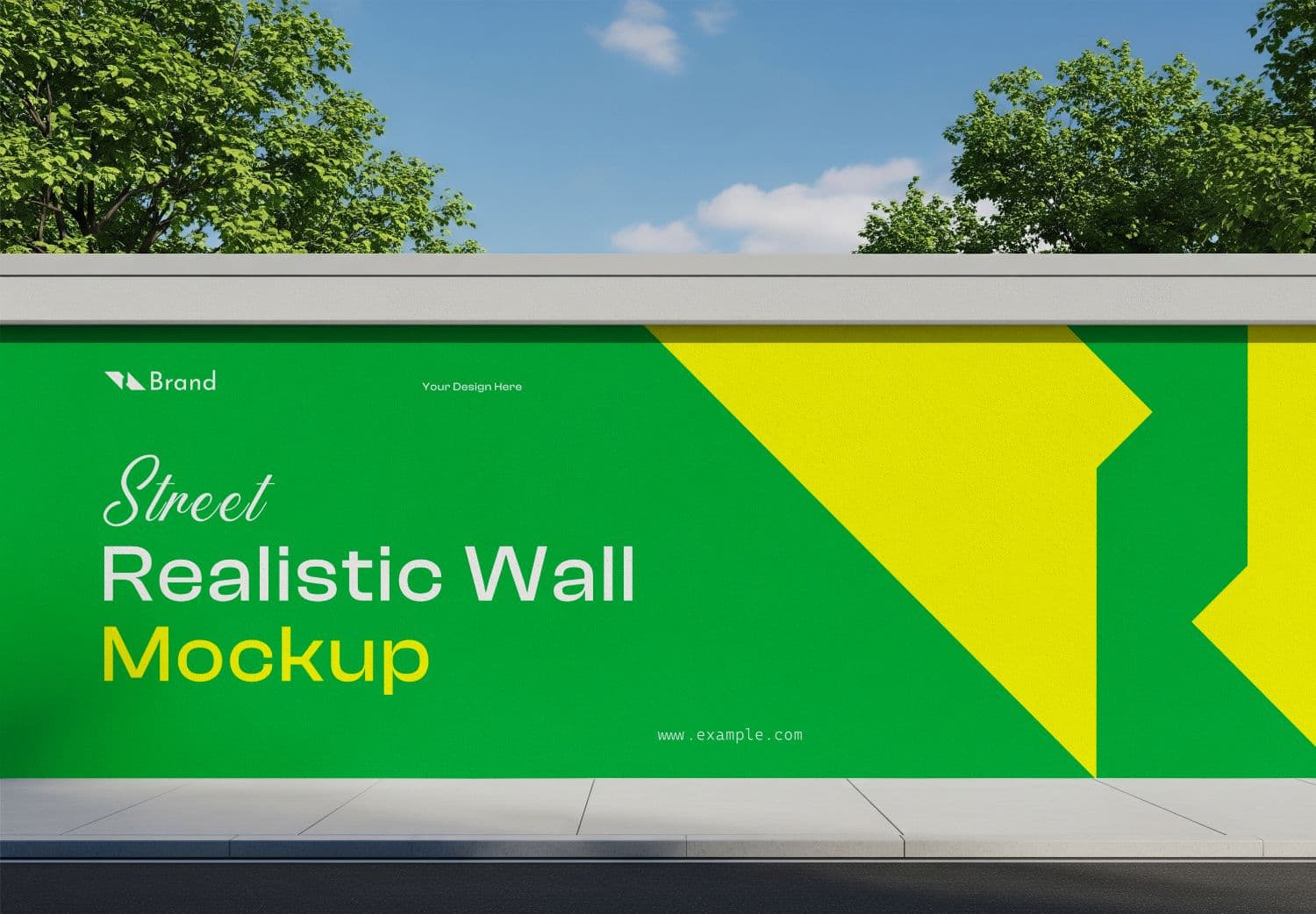 Realistic Street Wall Mockup – Editable PSD for Outdoor Advertising & Branding