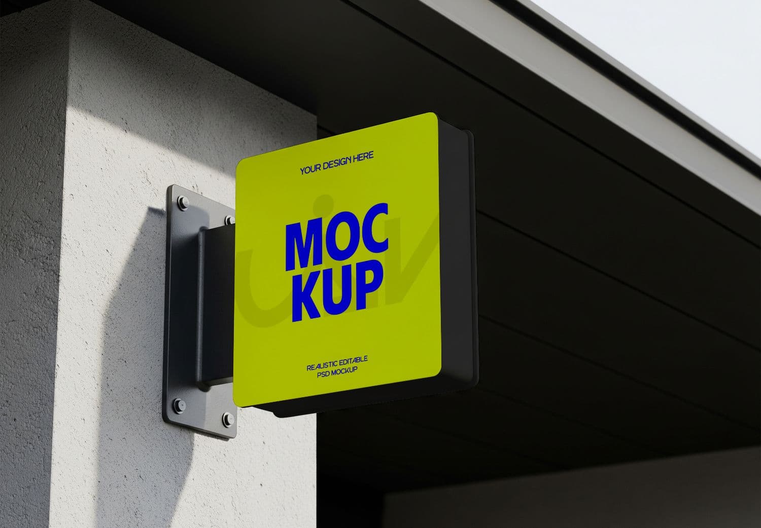 Realistic Square Wall Sign Mockup – Editable PSD for Storefronts & Business Branding