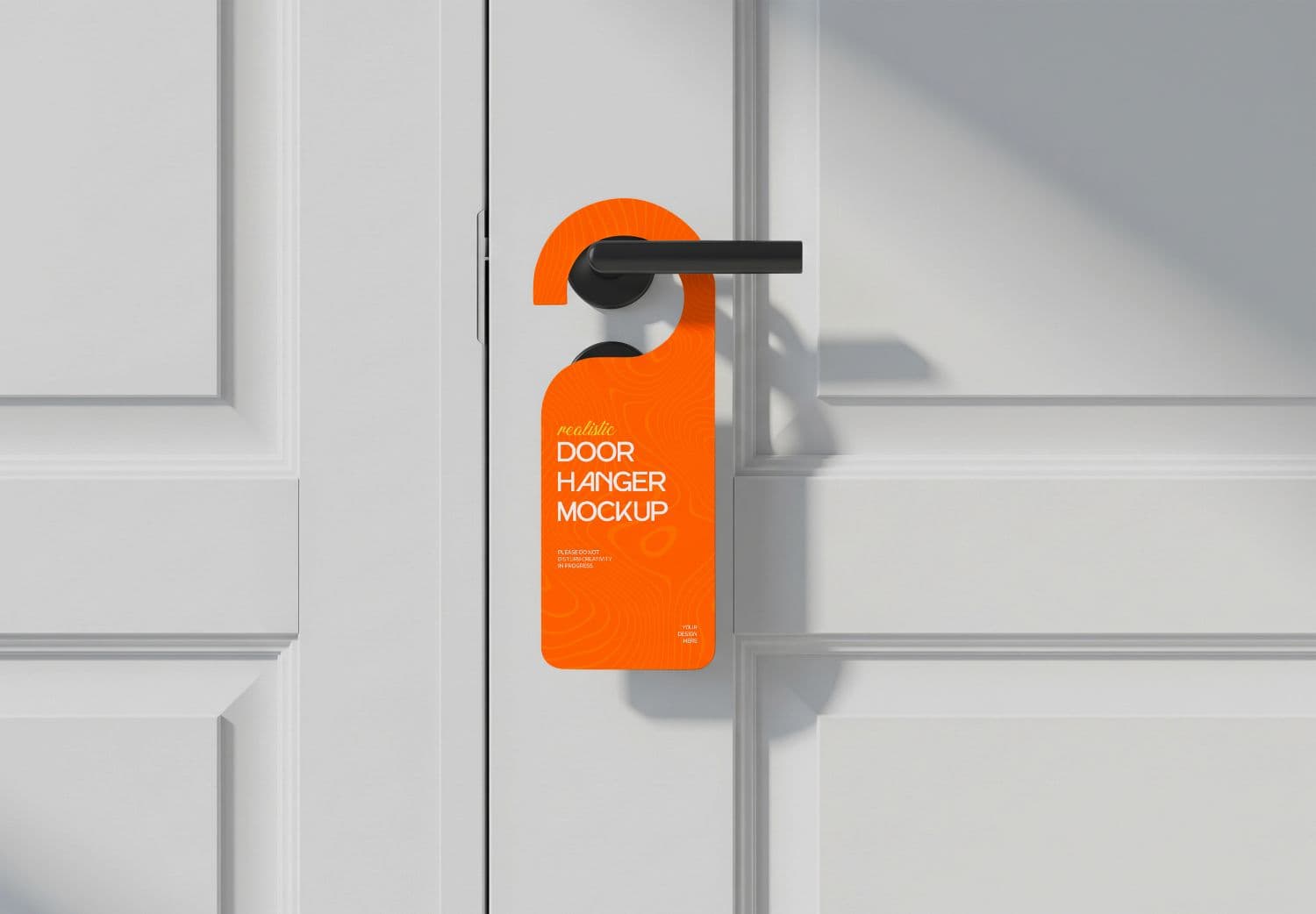 Vibrant Orange Door Hanger Mockup – Editable PSD for Creative Studios & Modern Offices