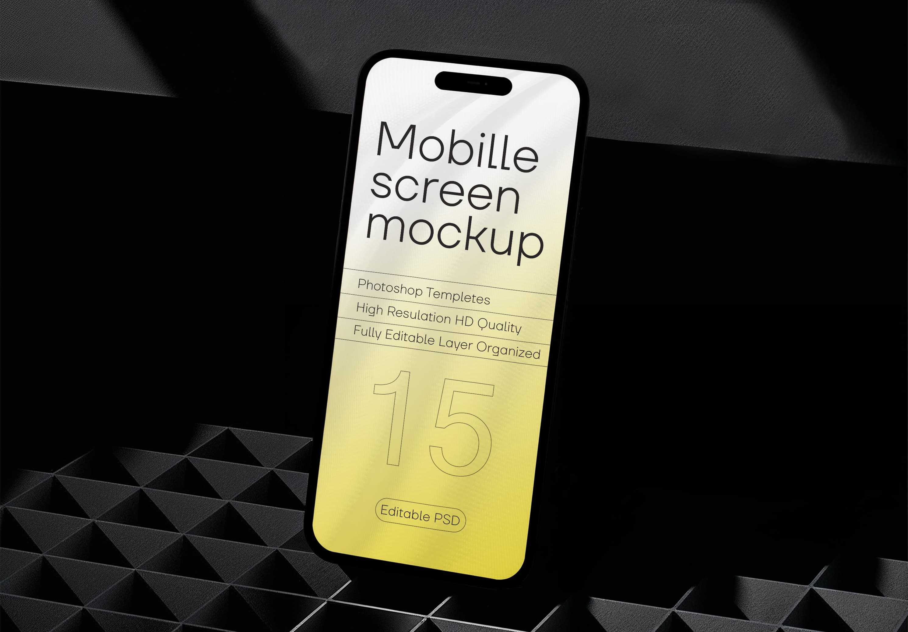 Mobile Screen Mockup – Yellow Gradient on Dark Base