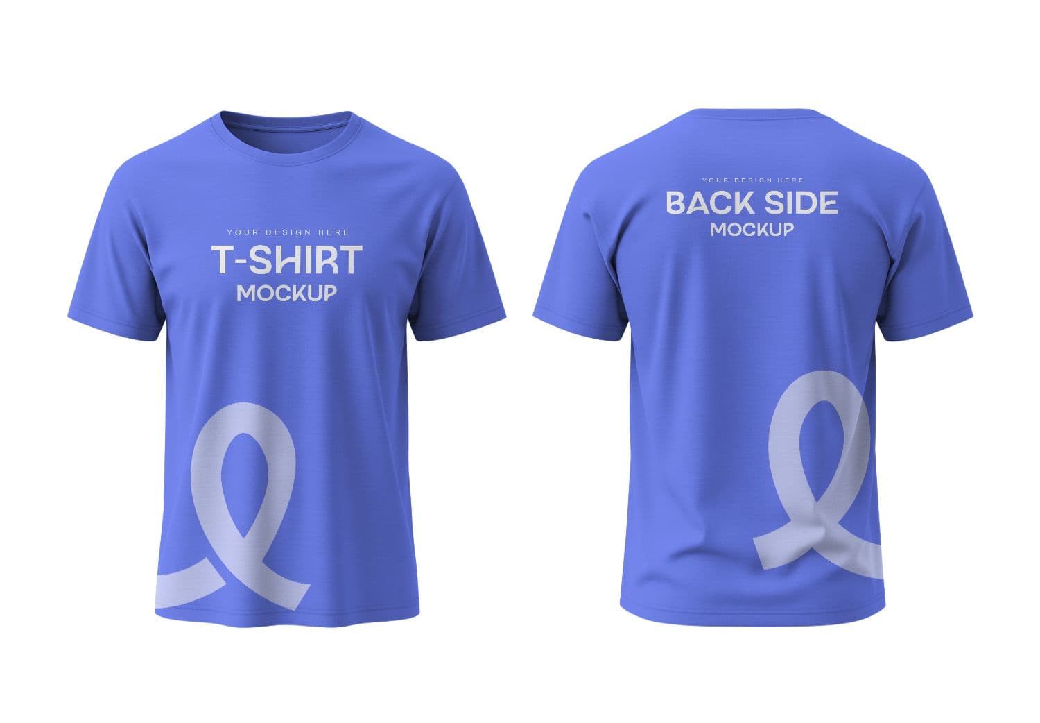 Blue T-Shirt Mockup - Front & Back Design Presentation for Merch & Branding