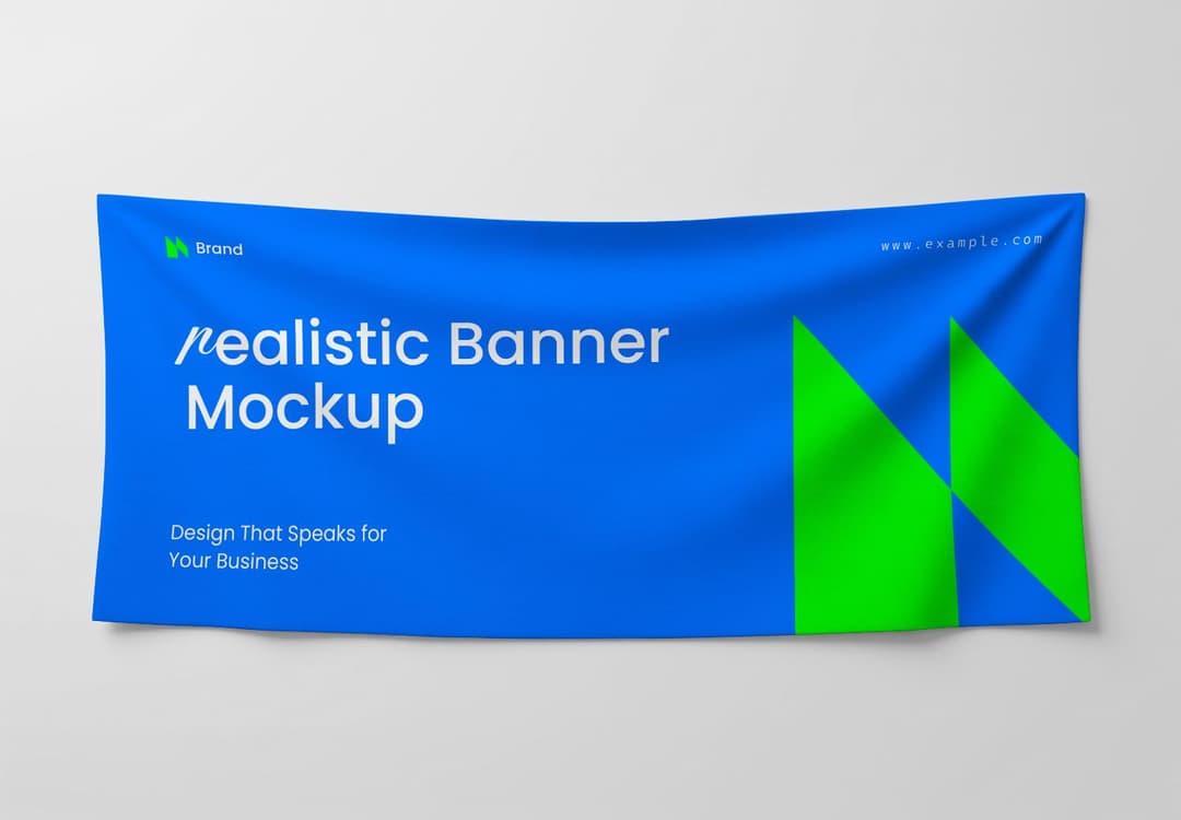 Blue Banner Mockup - Editable PSD Template