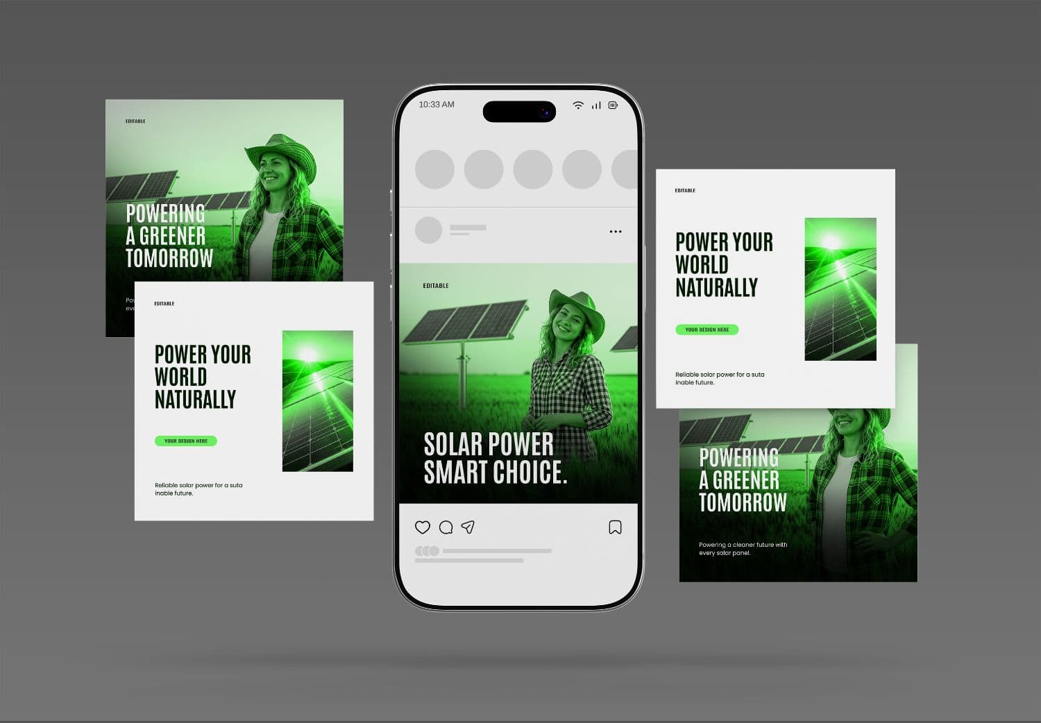 Social Media Post Mockup with Smartphone & Floating Card