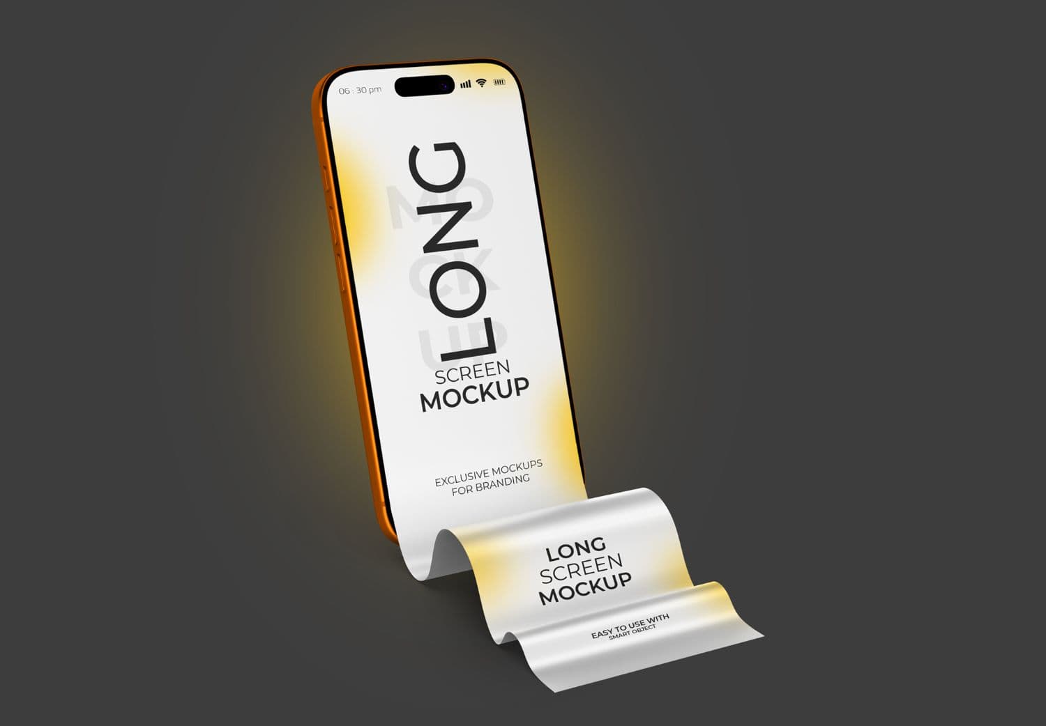 Long Scroll Mobile Screen Mockup with Flowing Display