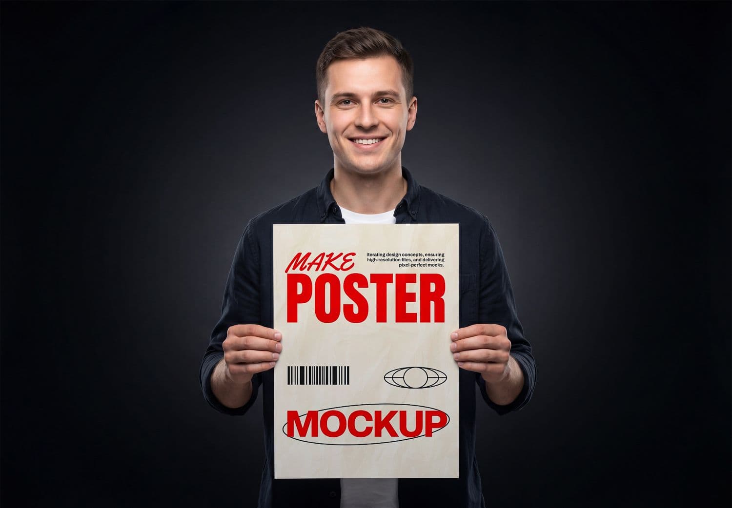 Poster Mockup with Man Holding Poster