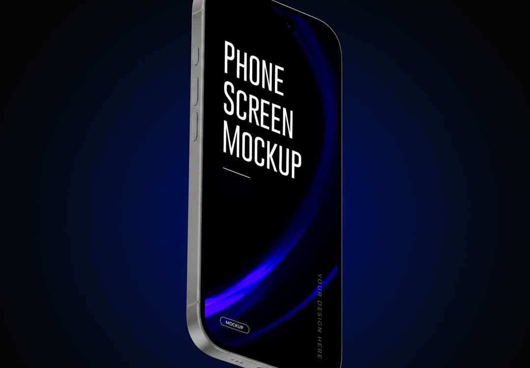 Vertical Smartphone Screen Mockup with Blue Glow Background