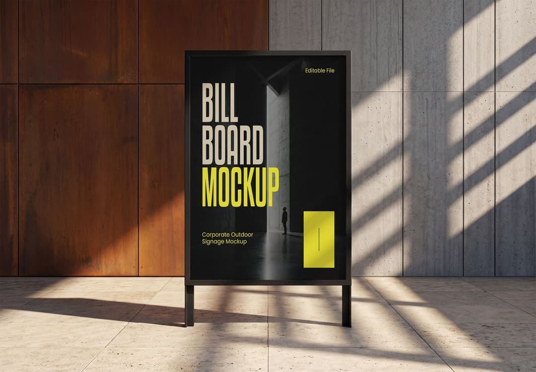 Standing Billboard Advertising Mockup