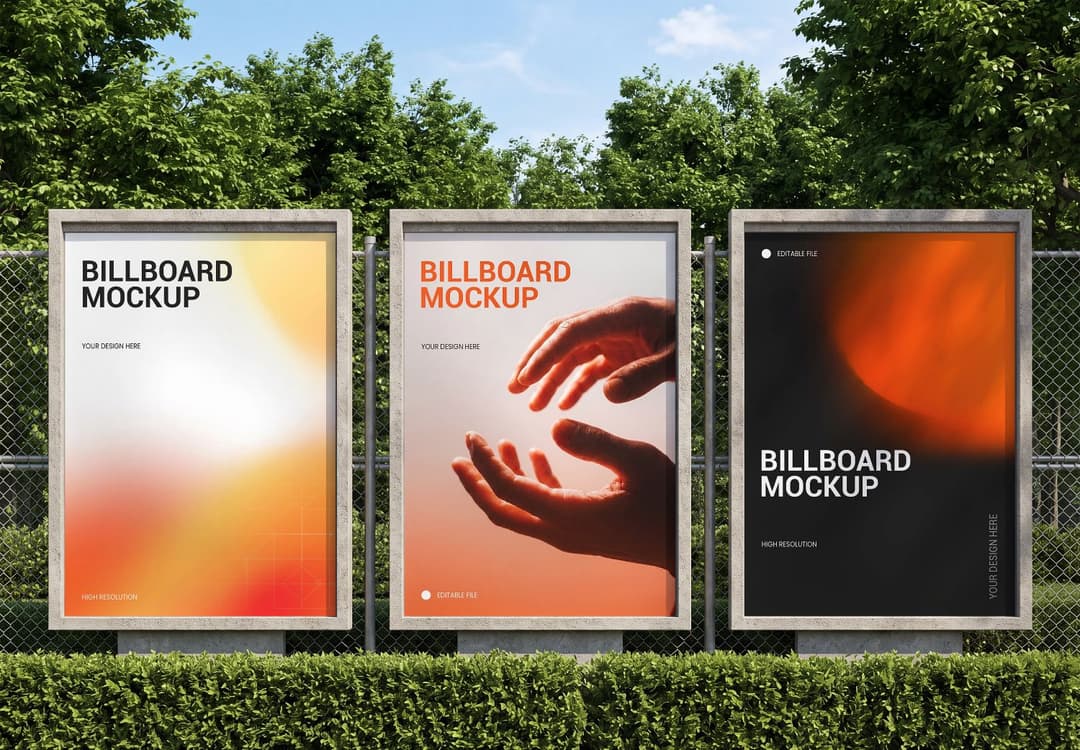 Realistic Outdoor Billboard Mockup