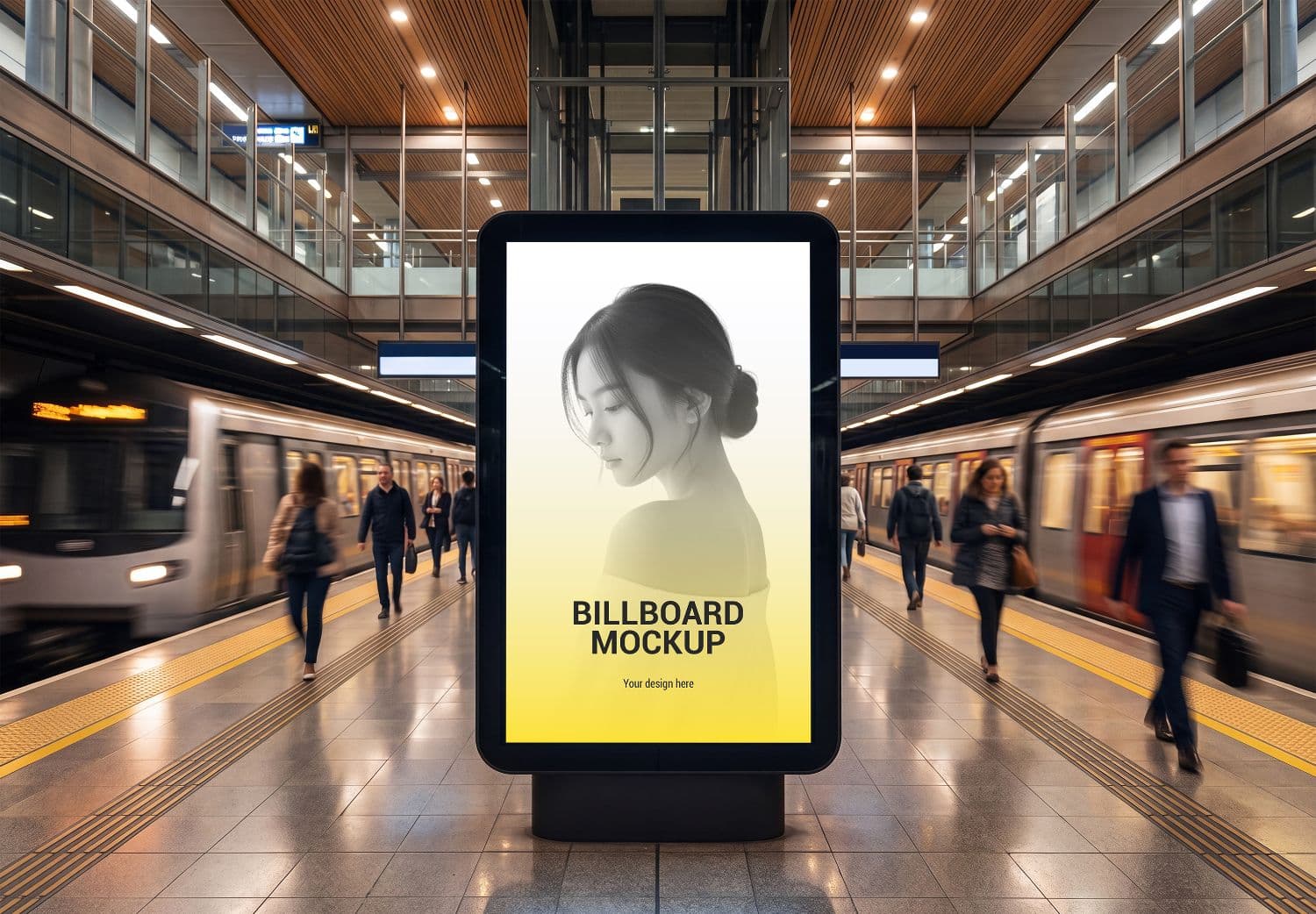 Metro Platform Advertising Display Mockup