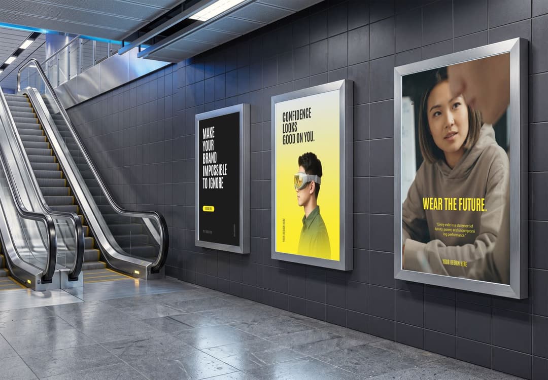 Metro Station Framed Poster Advertising Mockup