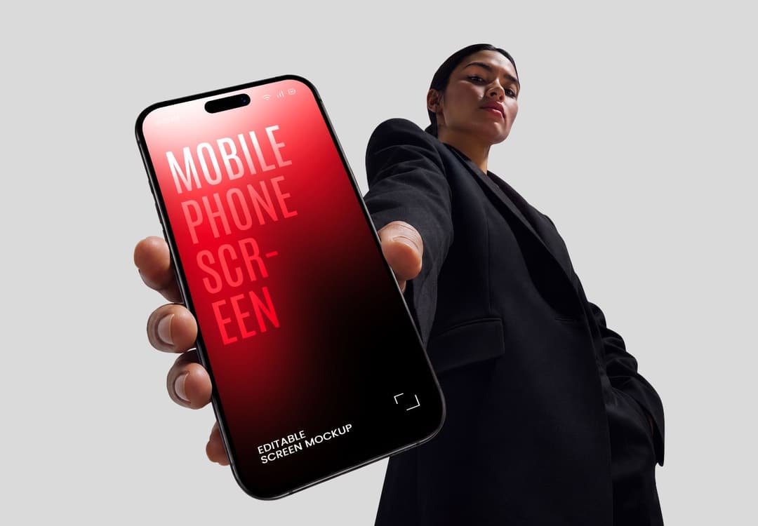 Realistic Handheld Mobile Phone Mockup