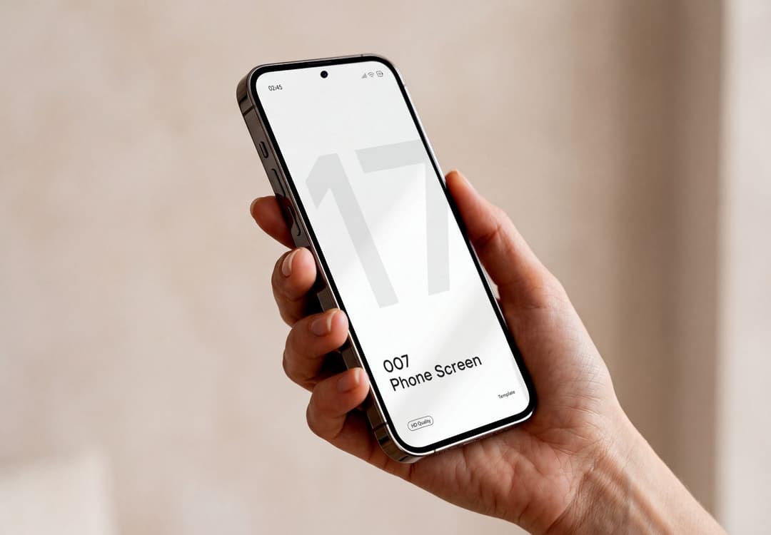 Hand-Held Smartphone Mockup with Angled Screen Presentation