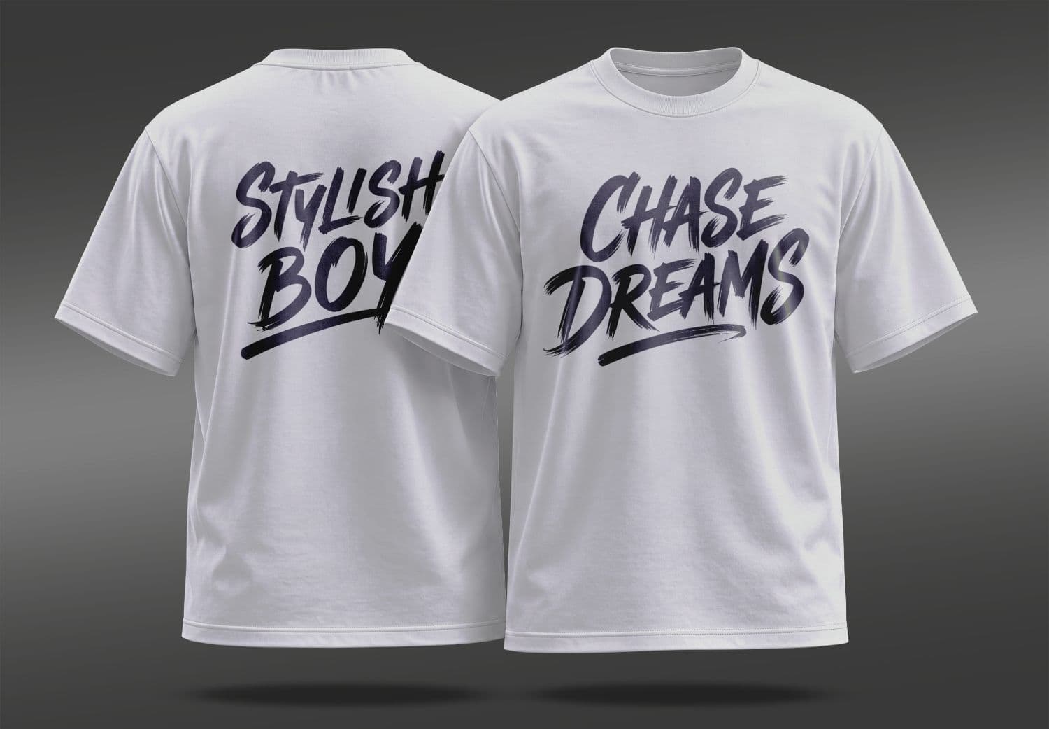 White T-Shirt Front and Back Mockup with Floating Presentation